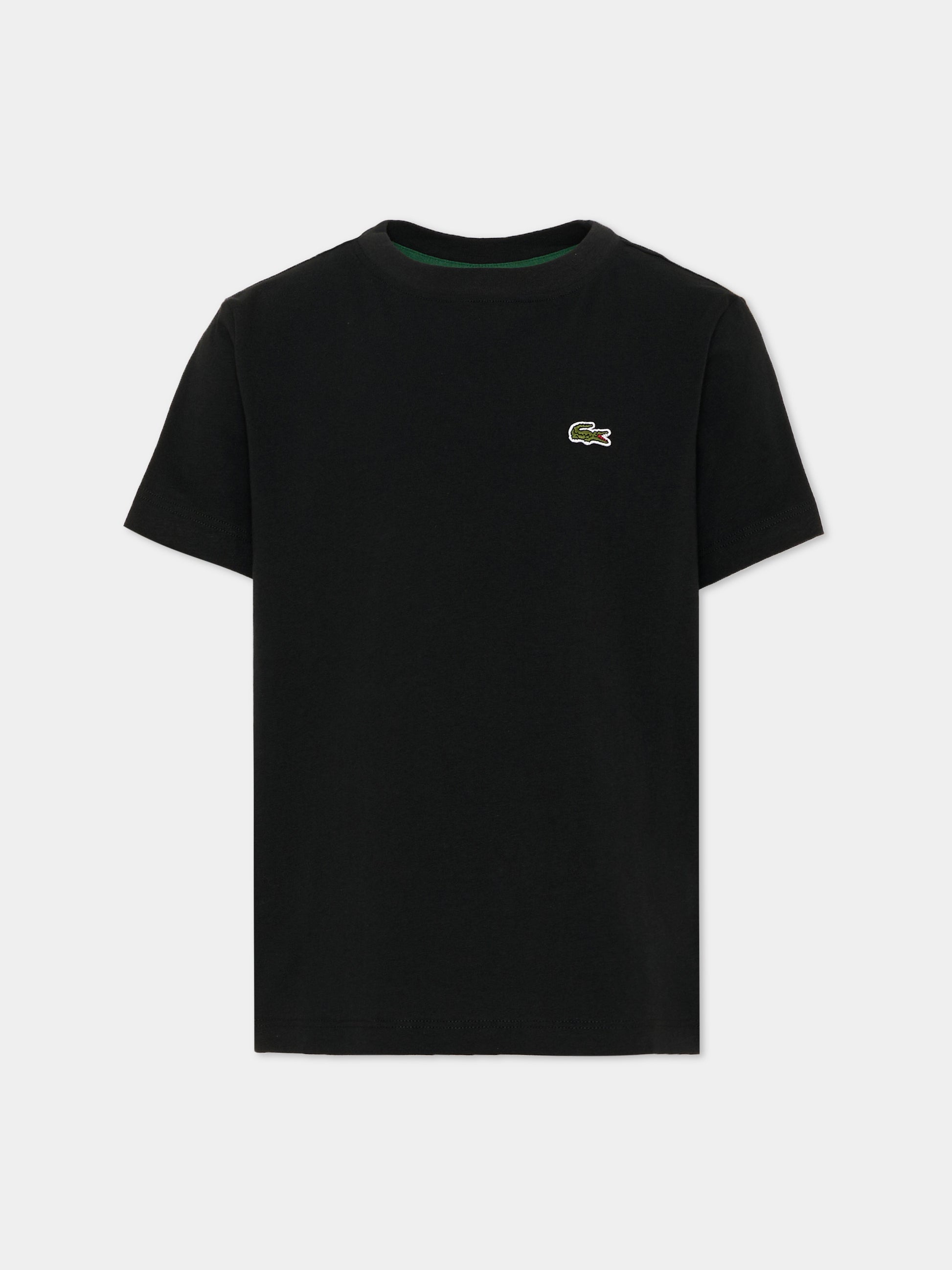 T-shirt nera per bambini con logo,Lacoste,7867 K96