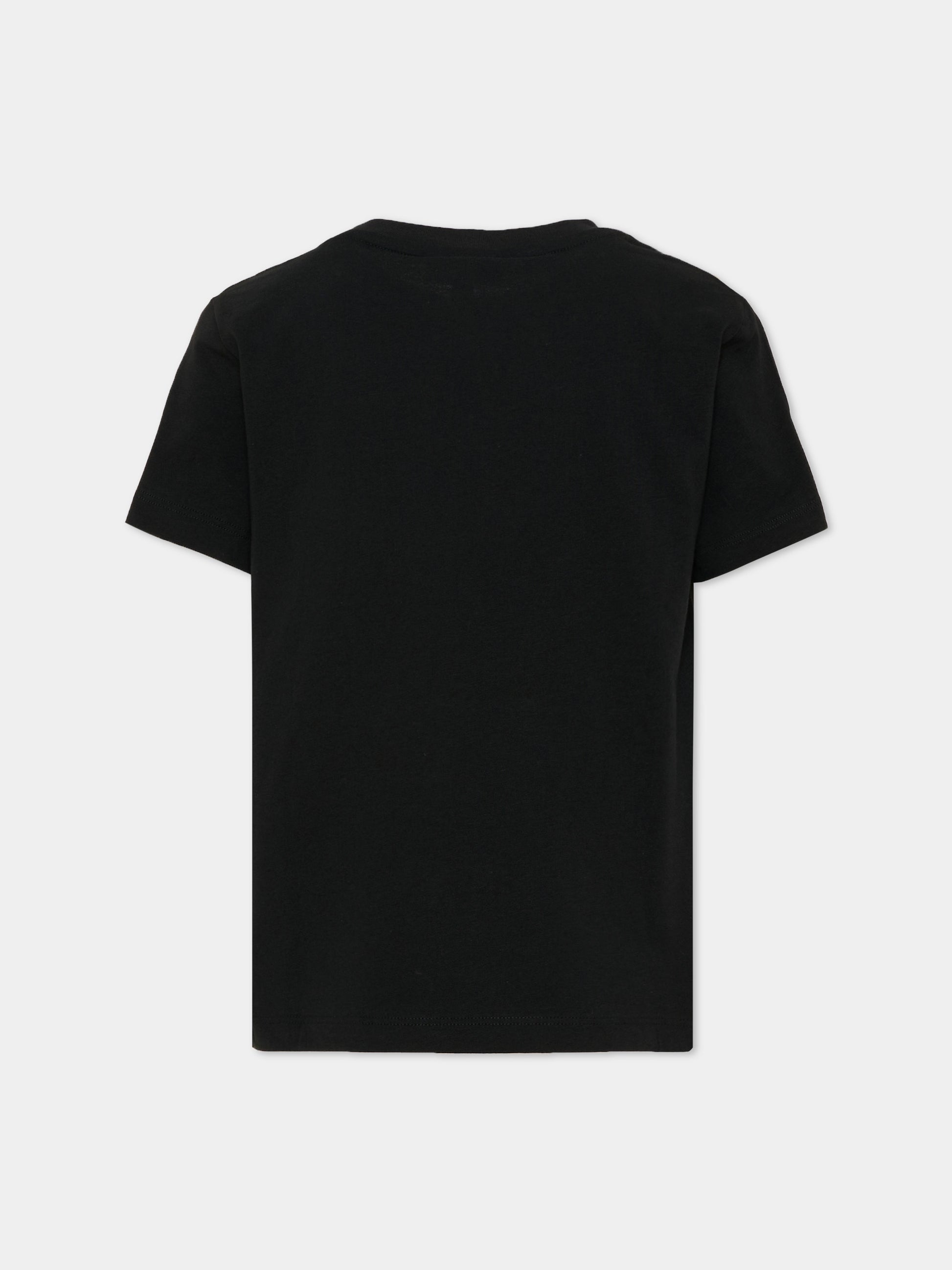 T-shirt nera per bambini con logo,Lacoste,7867 K96