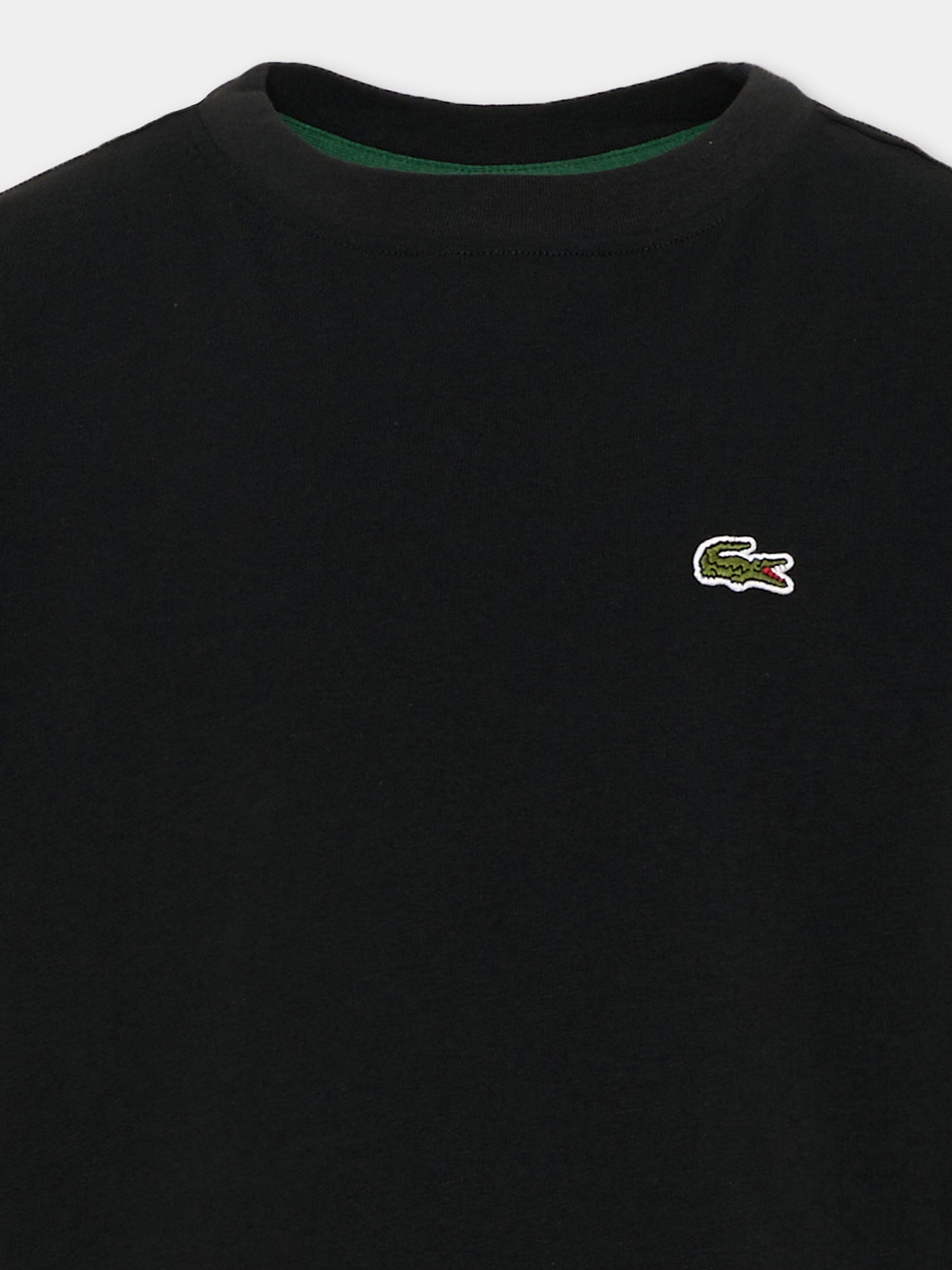 T-shirt nera per bambini con logo,Lacoste,7867 K96
