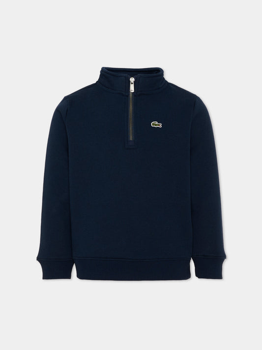 Felpa blu per bambini con zip,Lacoste,7030 UGW