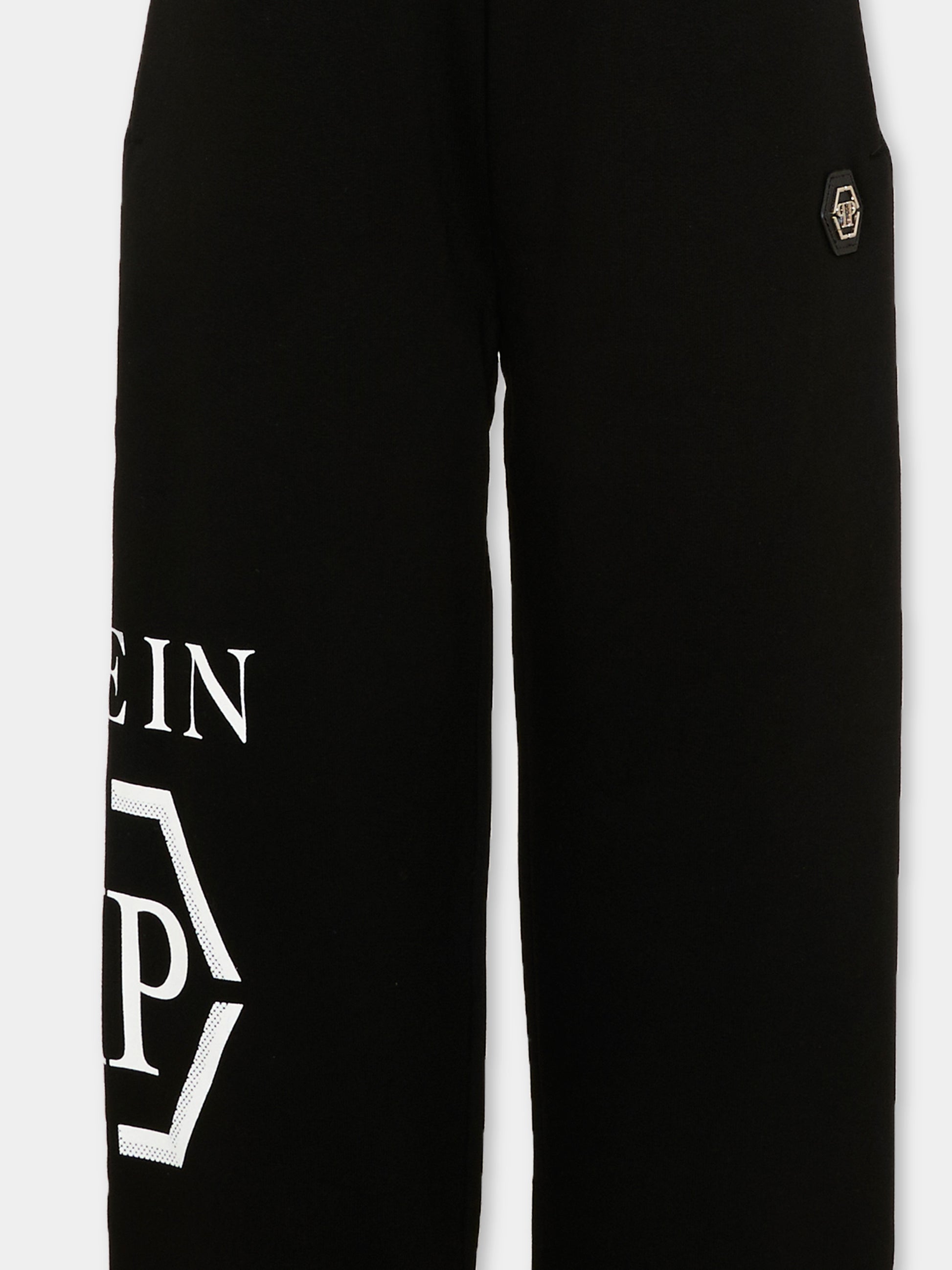 Pantalone nero per bambino con logo,Philipp Plein Junior,F6PHJBFP095 110