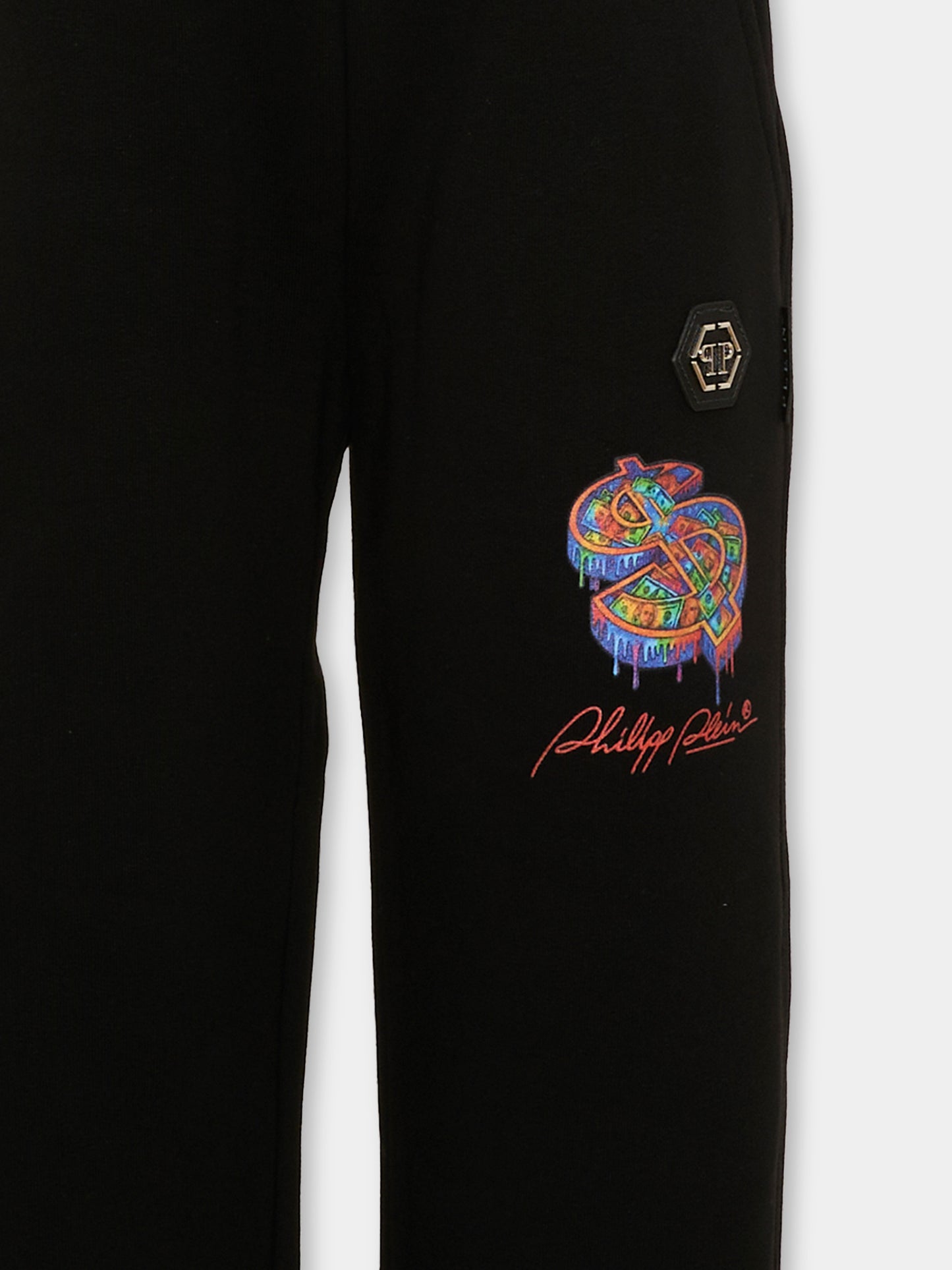 Pantaloni sportivi nero per bambino con logo,Philipp Plein Junior,F6PHJBFP109 110