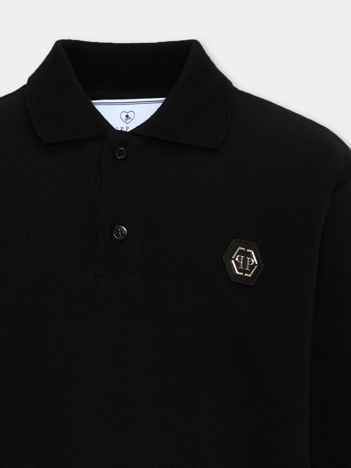 Polo nera per bambino con logo,Philipp Plein Junior,F6PHJBPO139 110