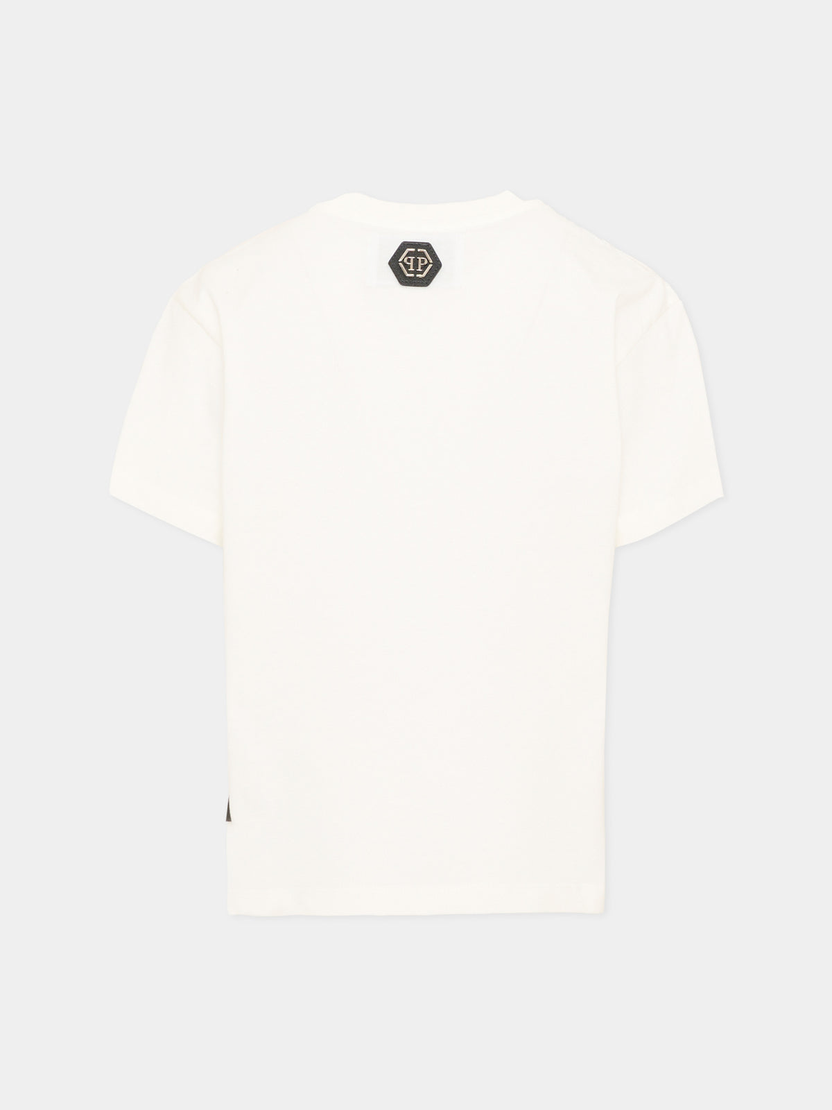 T-Shirt avorio per bambino con logo,Philipp Plein Junior,F6PHJBTH093 002