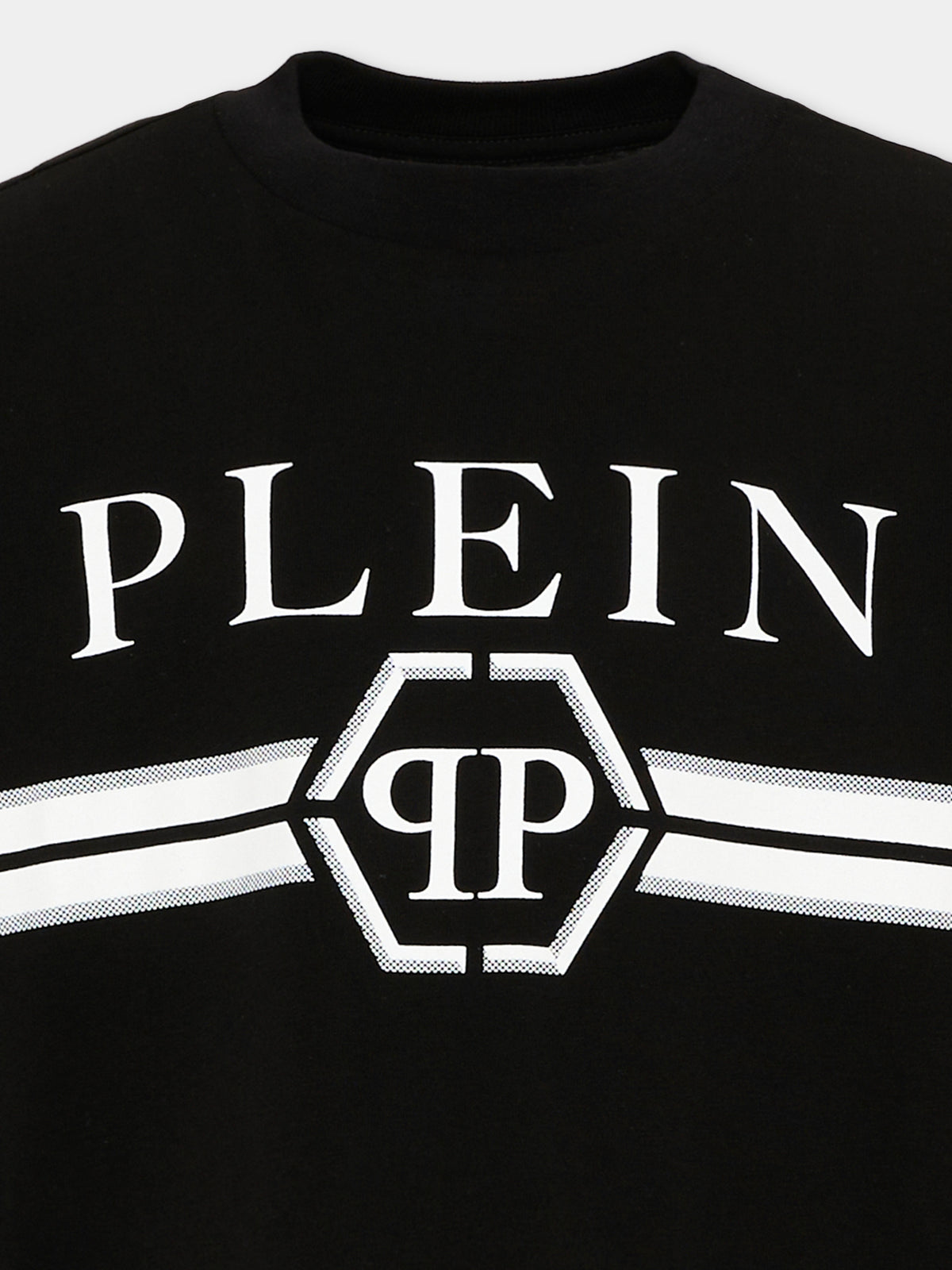 T-Shirt nera per bambino con logo,Philipp Plein Junior,F6PHJBTH094 110