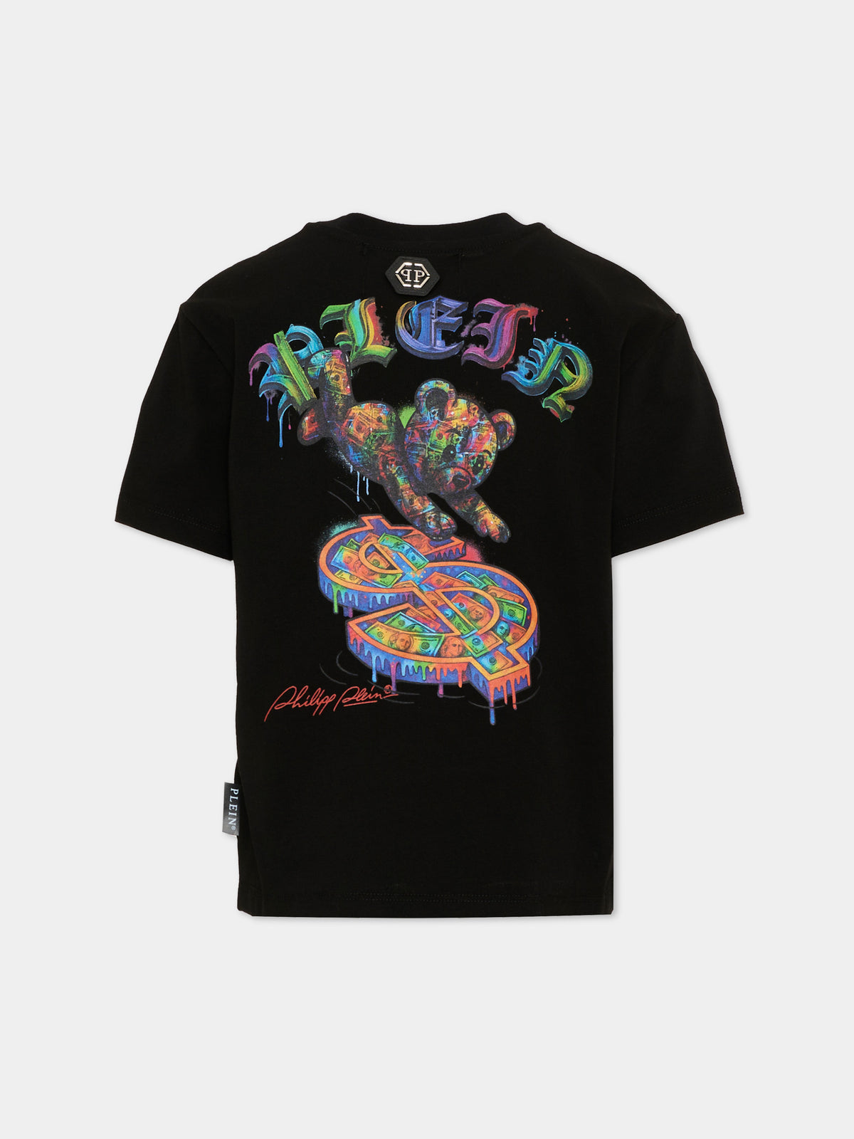 T-Shirt nera per bambino con logo,Philipp Plein Junior,F6PHJBTH106 110