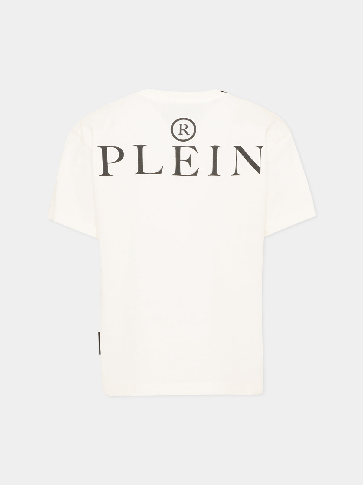 T-Shirt avorio per bambino con logo,Philipp Plein Junior,F6PHJBTH157 002