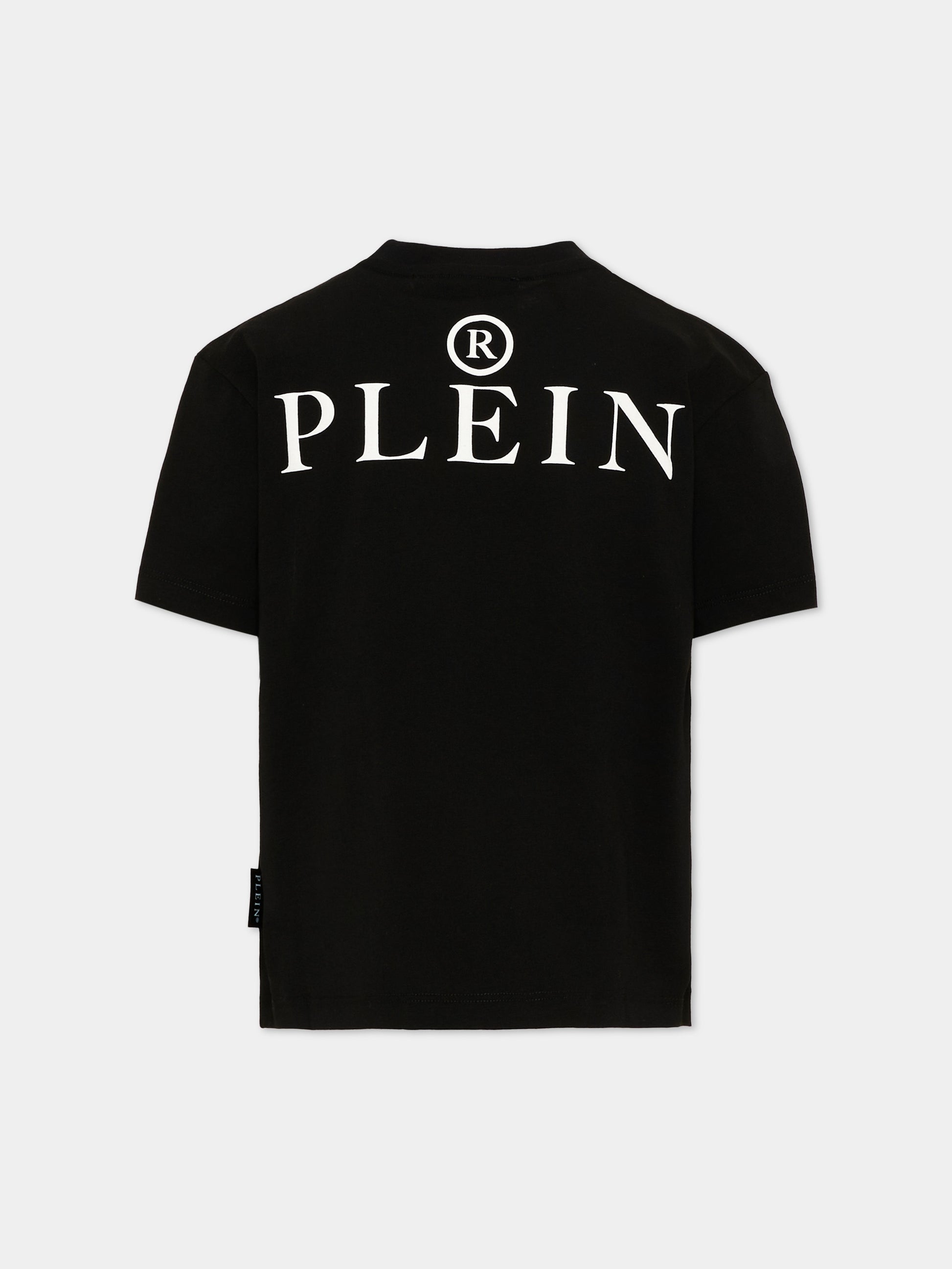 T-Shirt nera per bambino con logo,Philipp Plein Junior,F6PHJBTH157 110