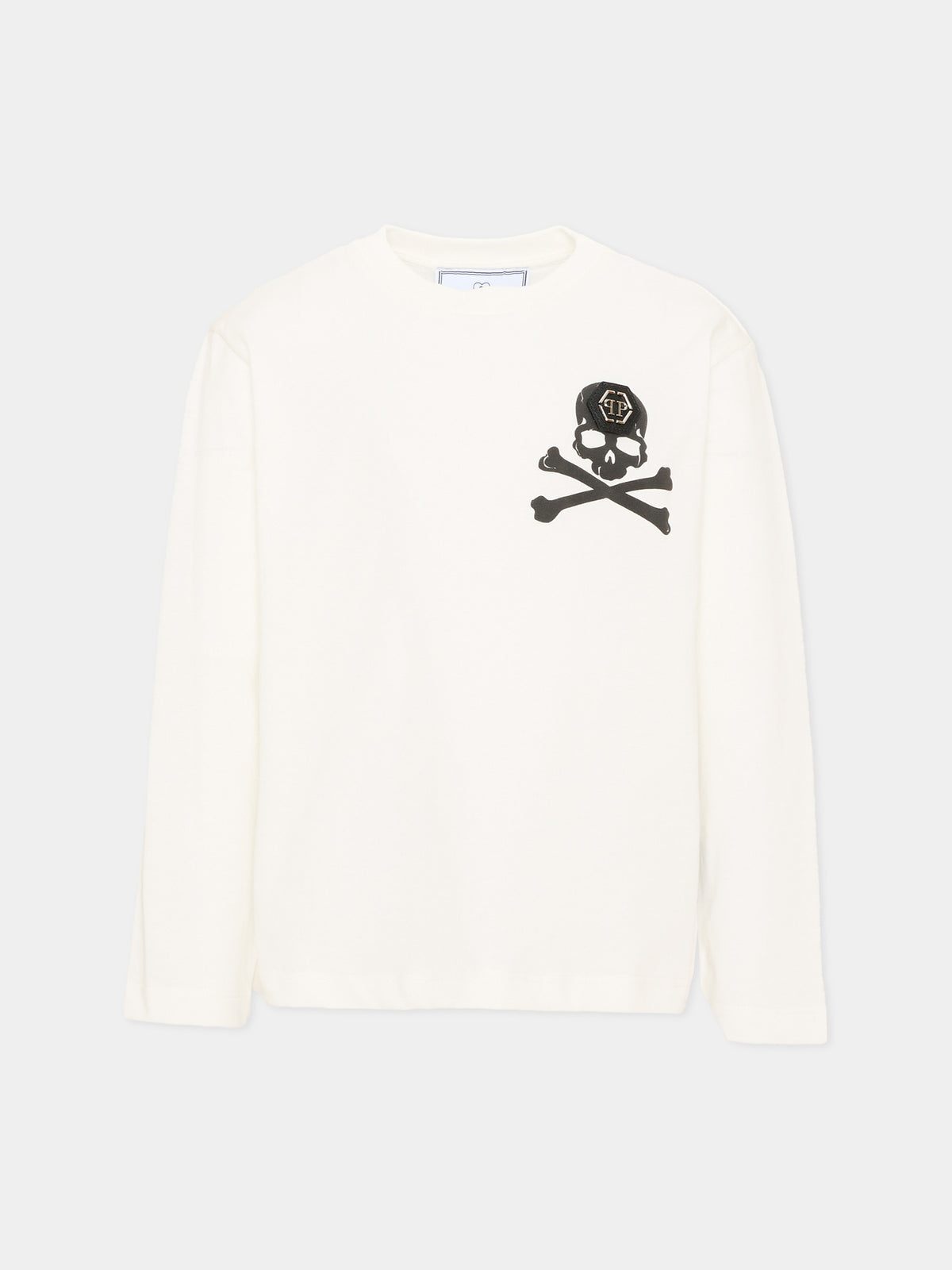 T-Shirt avorio per bambino con logo,Philipp Plein Junior,F6PHJBTH168 002