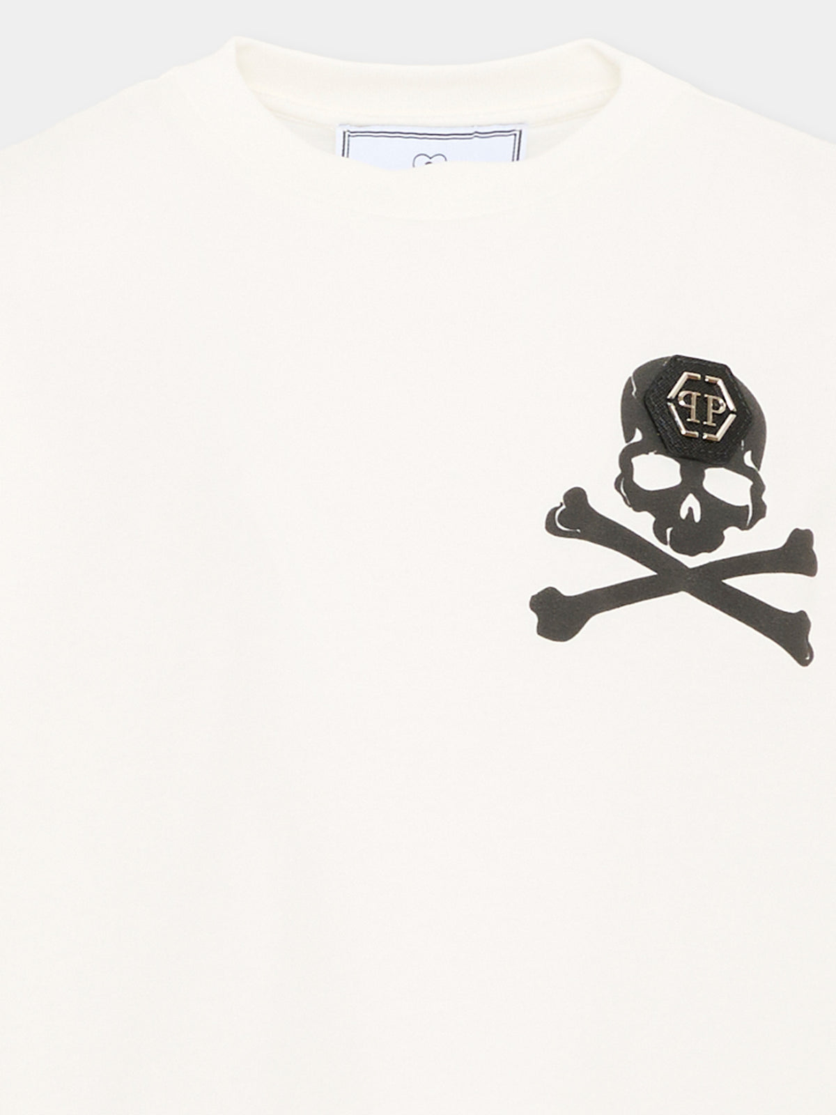 T-Shirt avorio per bambino con logo,Philipp Plein Junior,F6PHJBTH168 002