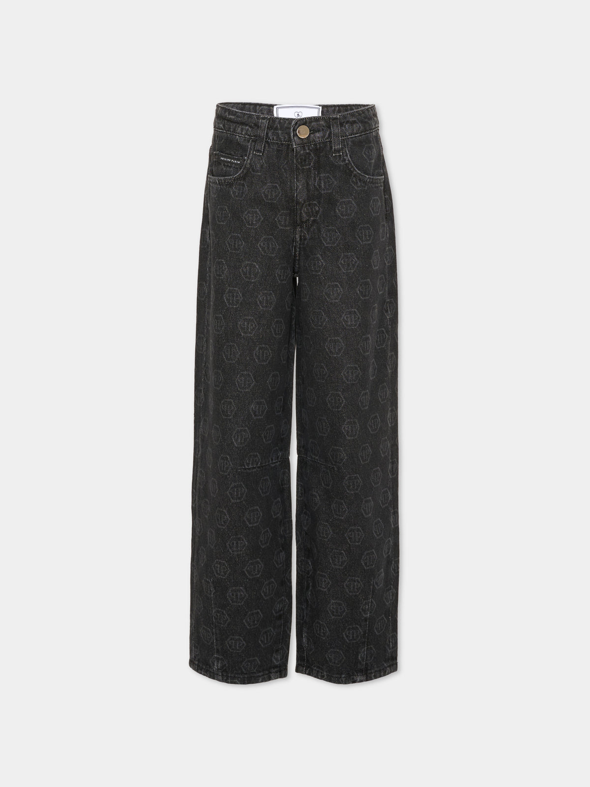 Jeans nero per bambina con monogram,Philipp Plein Junior,F6PHJGDP014 129