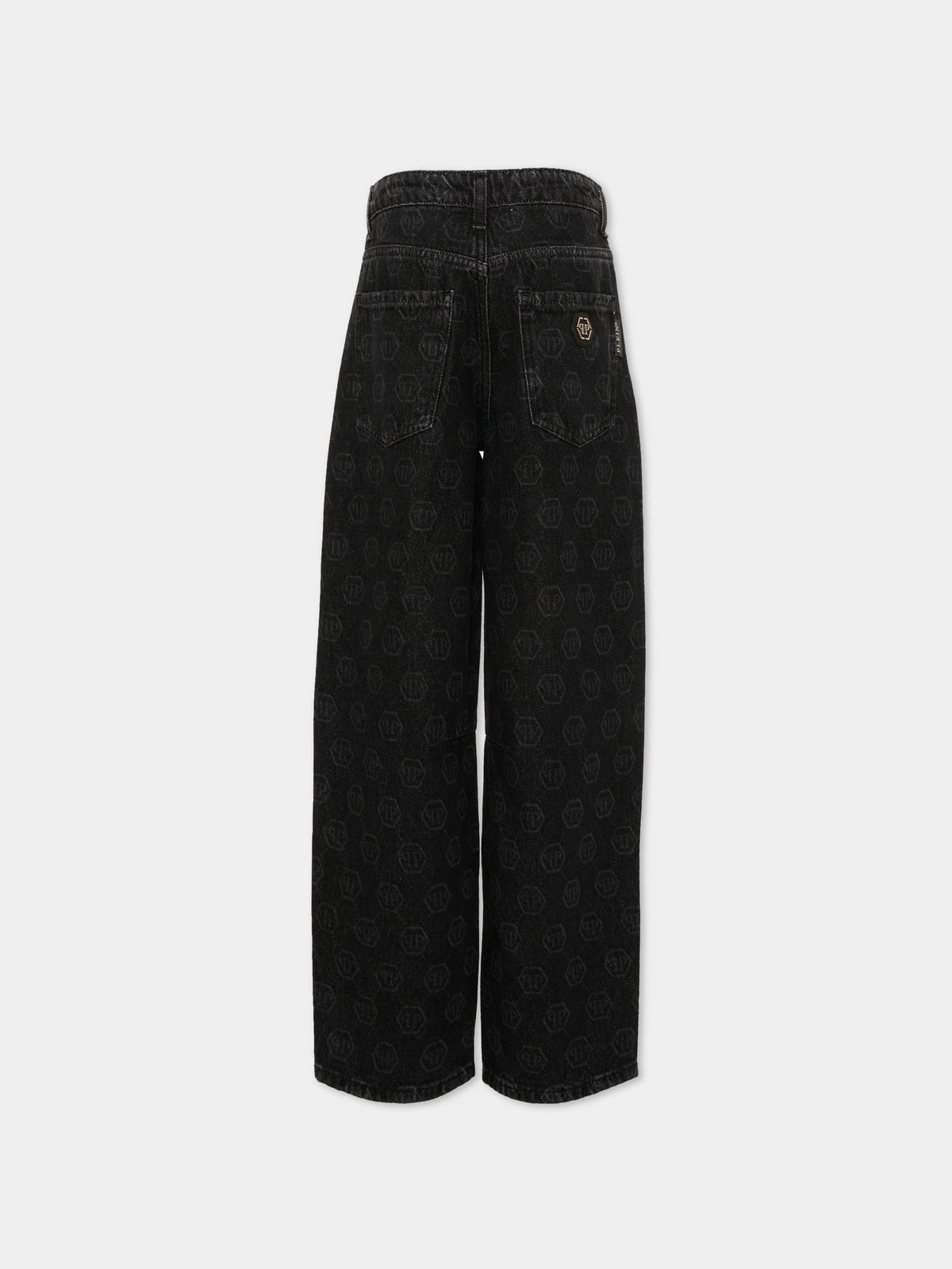 Jeans nero per bambina con monogram,Philipp Plein Junior,F6PHJGDP014 129