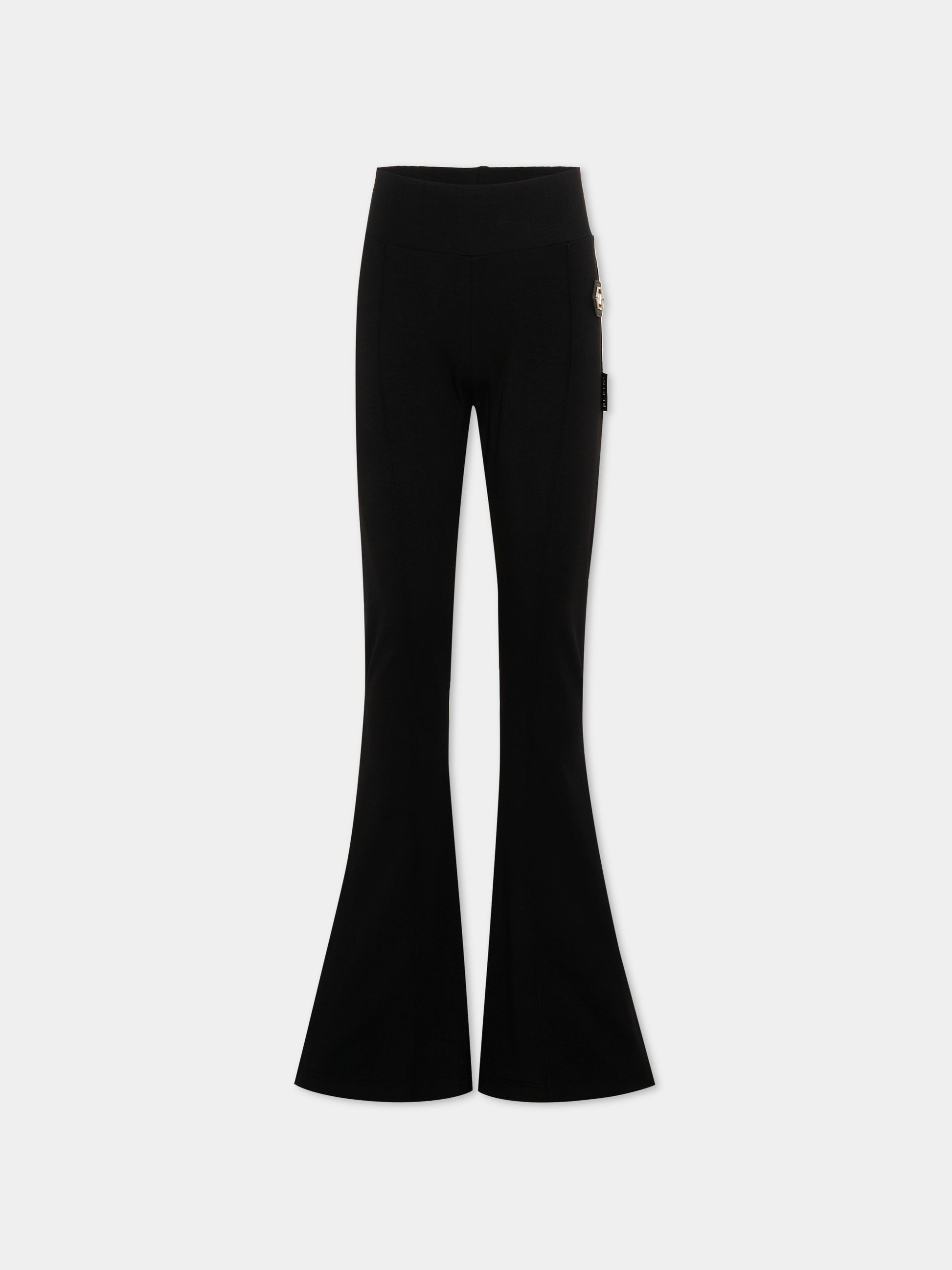 Leggings nero per bambina con logo,Philipp Plein Junior,F6PHJGLG004 110