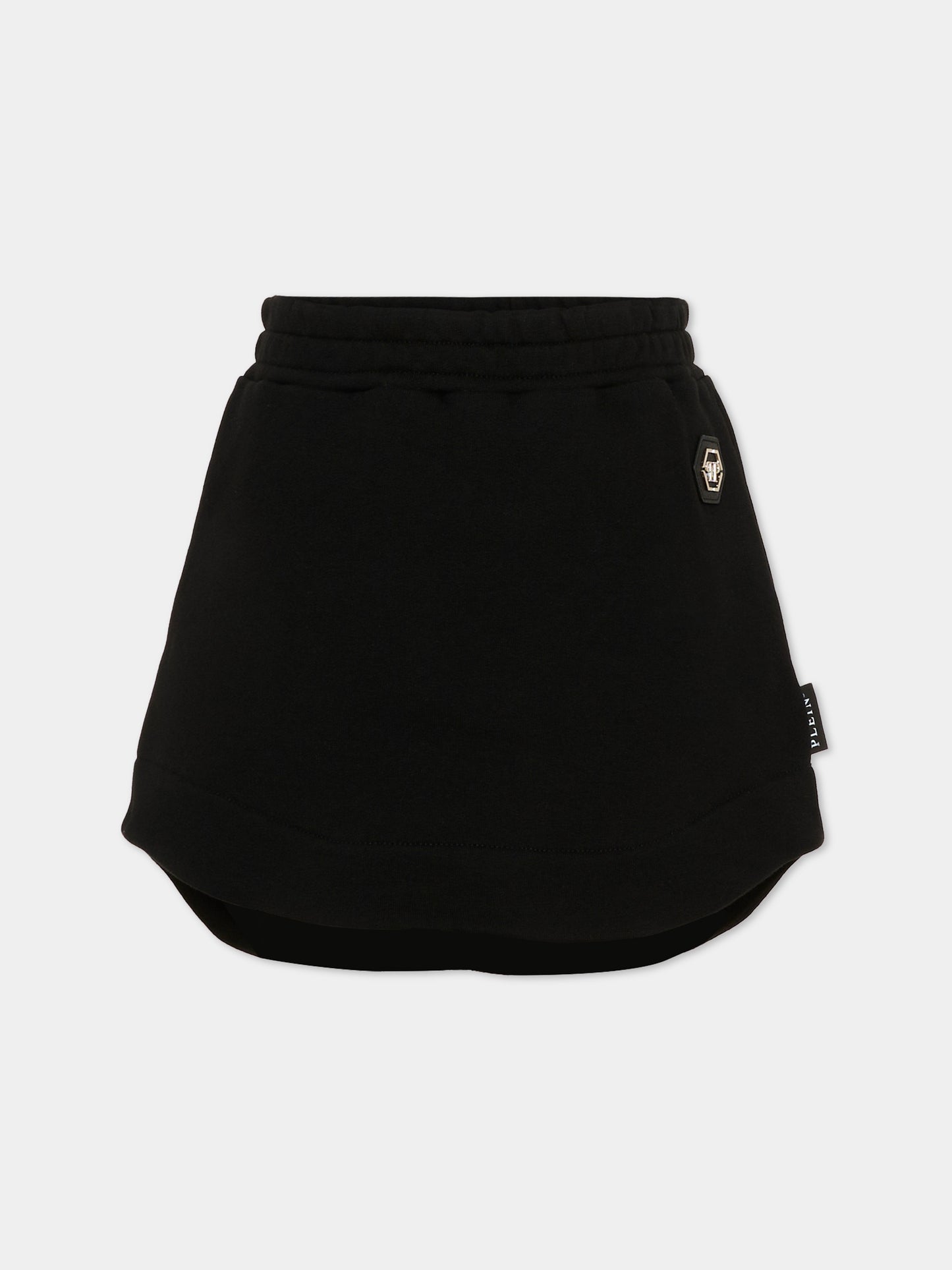 Gonna nera per bambina con logo,Philipp Plein Junior,F6PHJGSK091 110