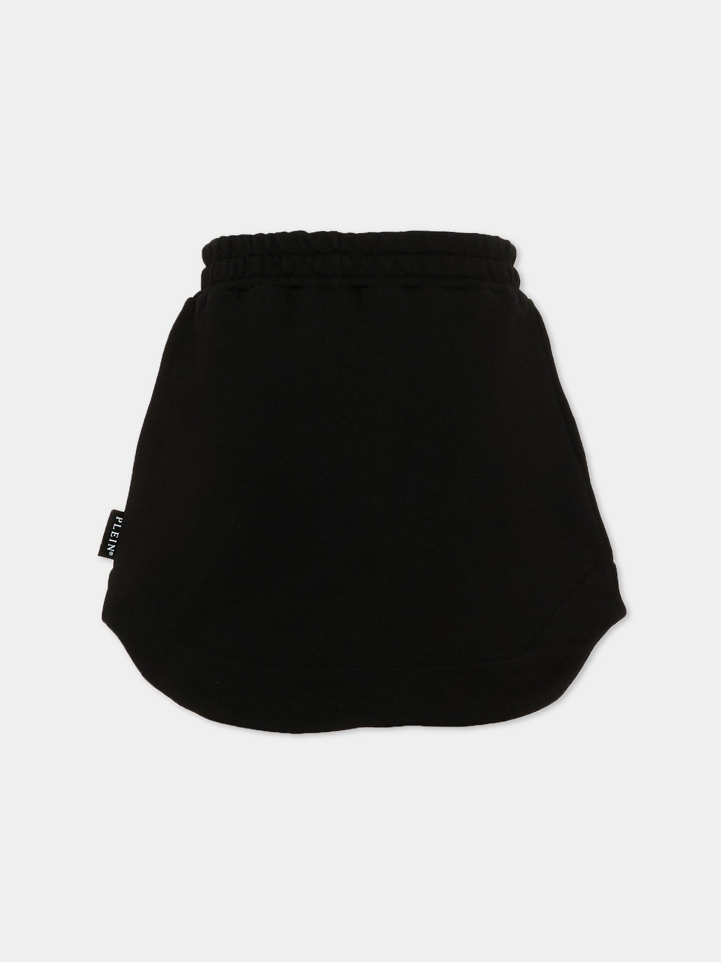 Gonna nera per bambina con logo,Philipp Plein Junior,F6PHJGSK091 110