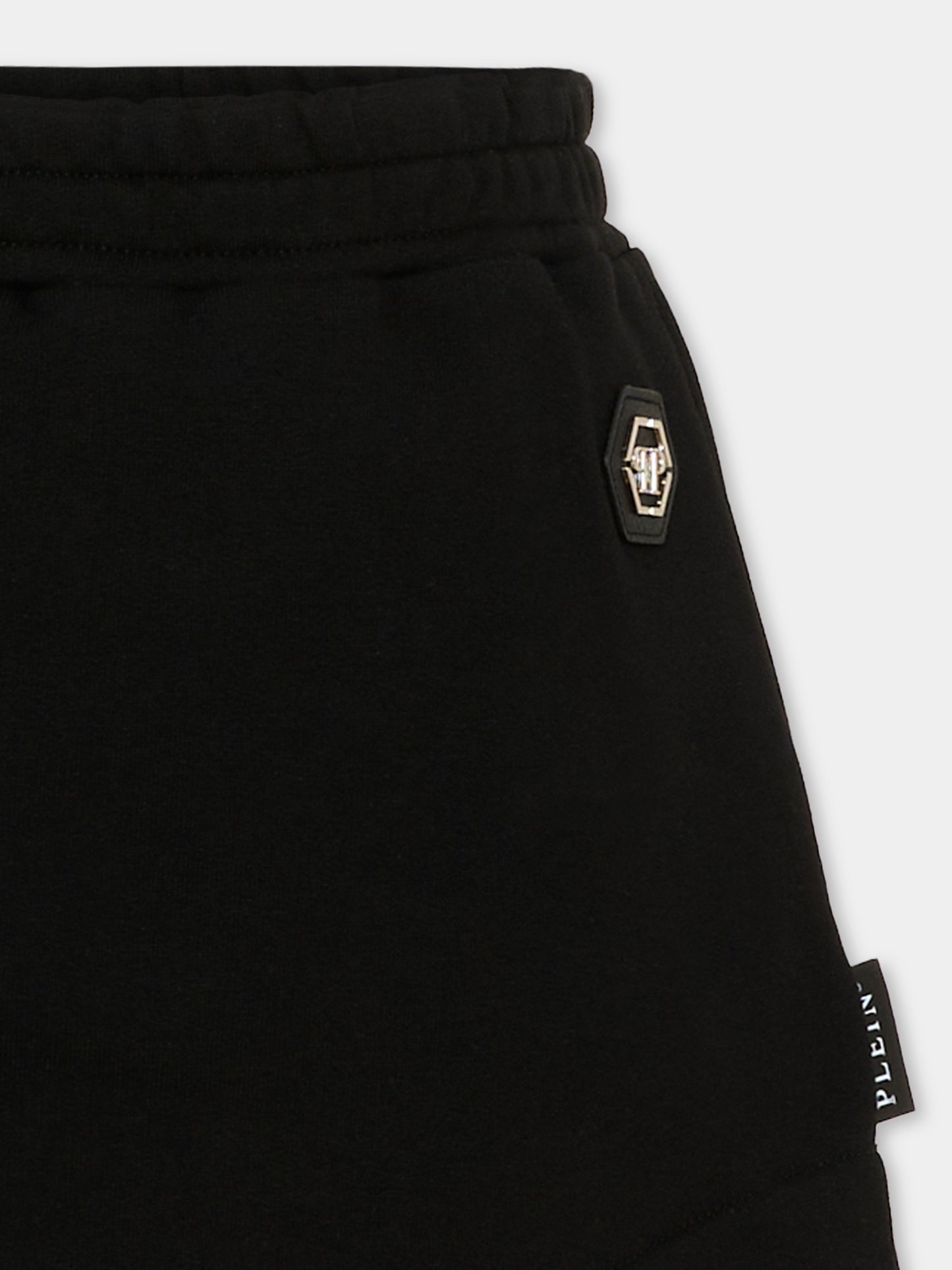 Gonna nera per bambina con logo,Philipp Plein Junior,F6PHJGSK091 110