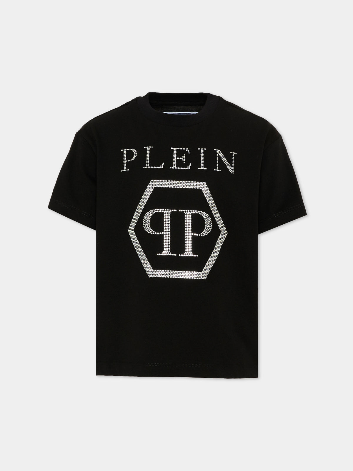 T-shirt nera per bambina con logo,Philipp Plein Junior,F6PHJGTH022 110