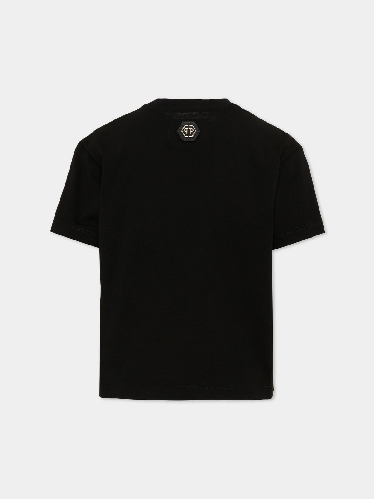 T-shirt nera per bambina con logo,Philipp Plein Junior,F6PHJGTH022 110