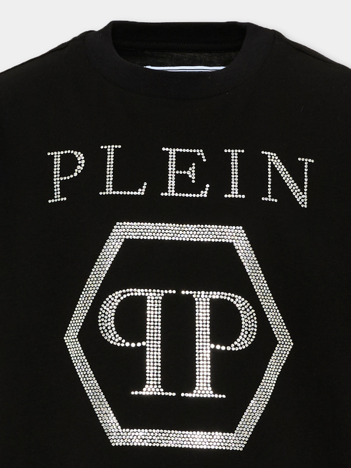 T-shirt nera per bambina con logo,Philipp Plein Junior,F6PHJGTH022 110