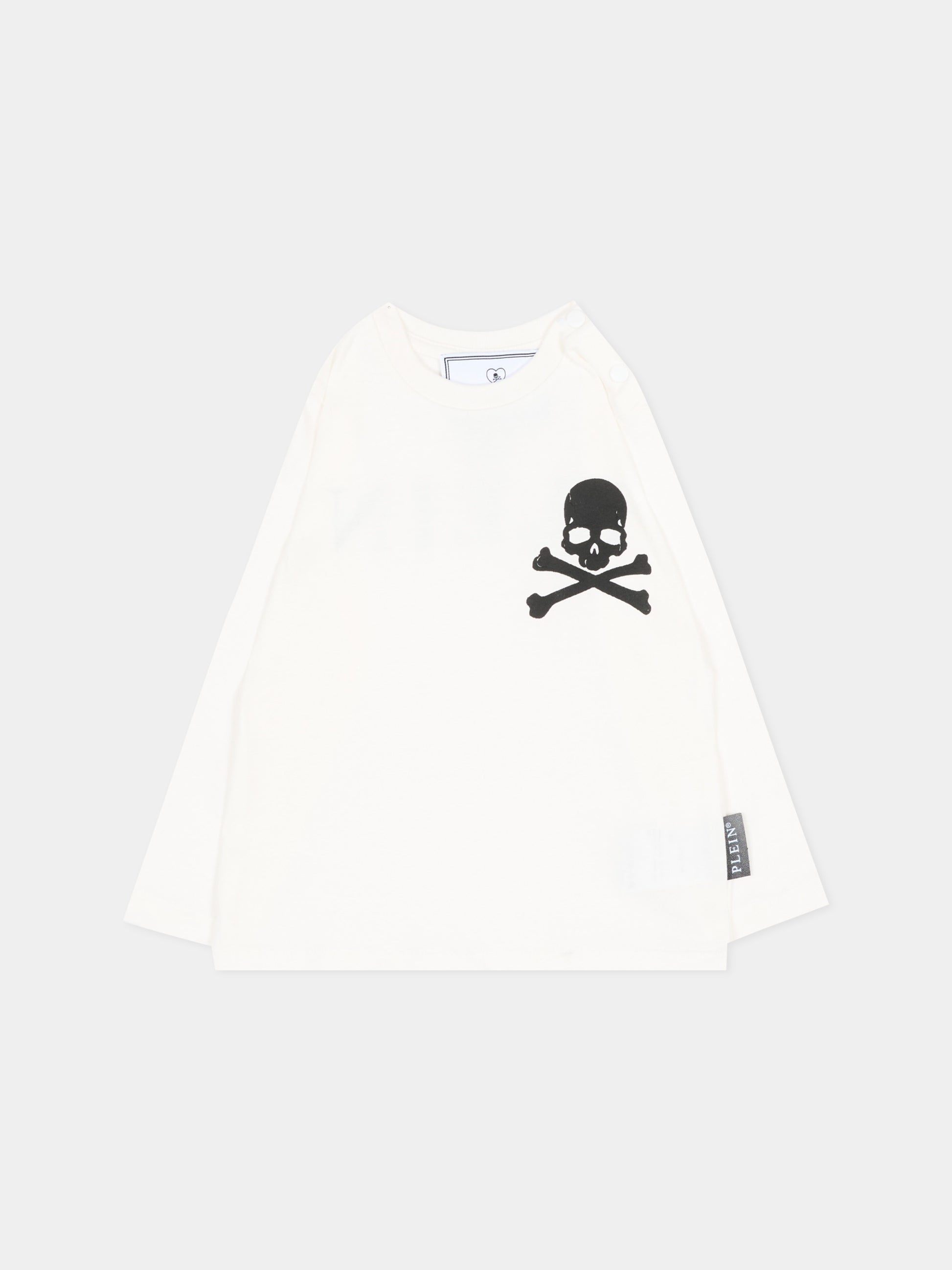 T-Shirt avorio per neonata con logo,Philipp Plein Junior,F6PHNBTH178 002