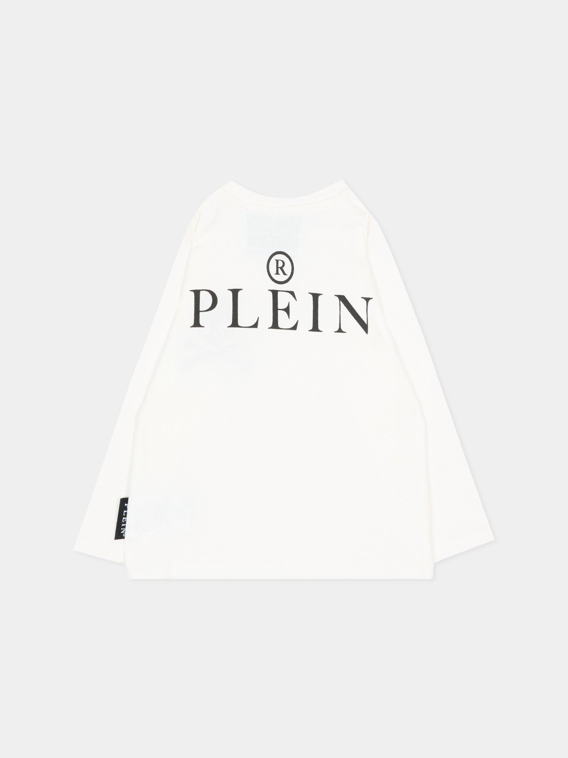T-Shirt avorio per neonata con logo,Philipp Plein Junior,F6PHNBTH178 002