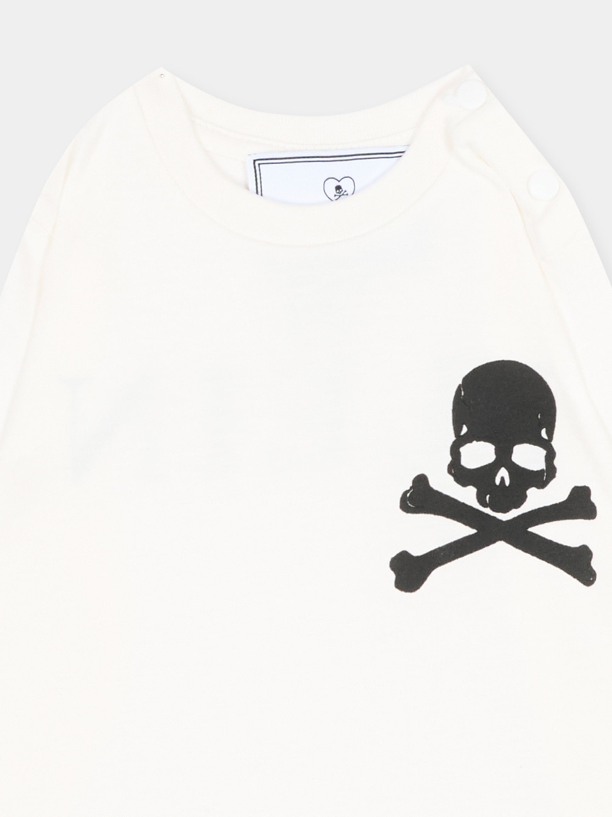 T-Shirt avorio per neonata con logo,Philipp Plein Junior,F6PHNBTH178 002