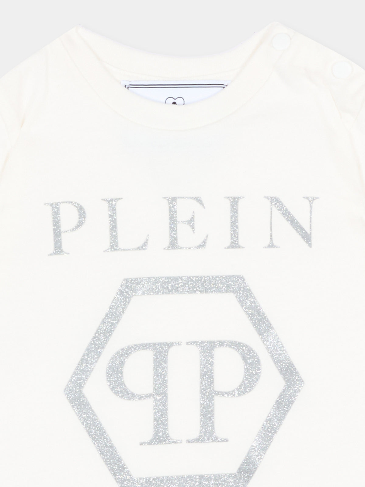 T-Shirt avorio per neonata con logo,Philipp Plein Junior,F6PHNGTH179 002