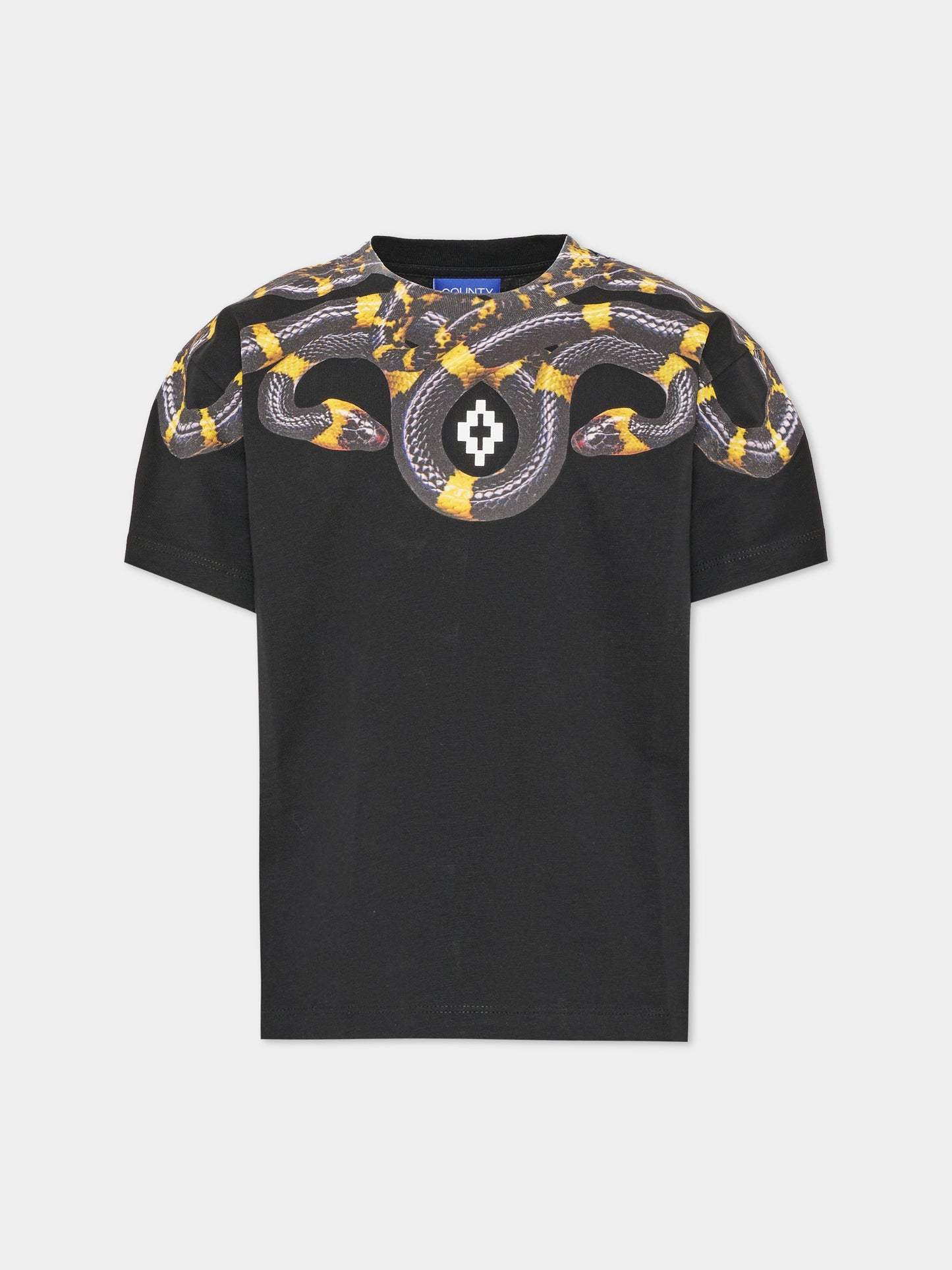 T-shirt a manica corta nera per bambino con stampa serpente,County Of Milan Kids,F6CMJBTH022 110