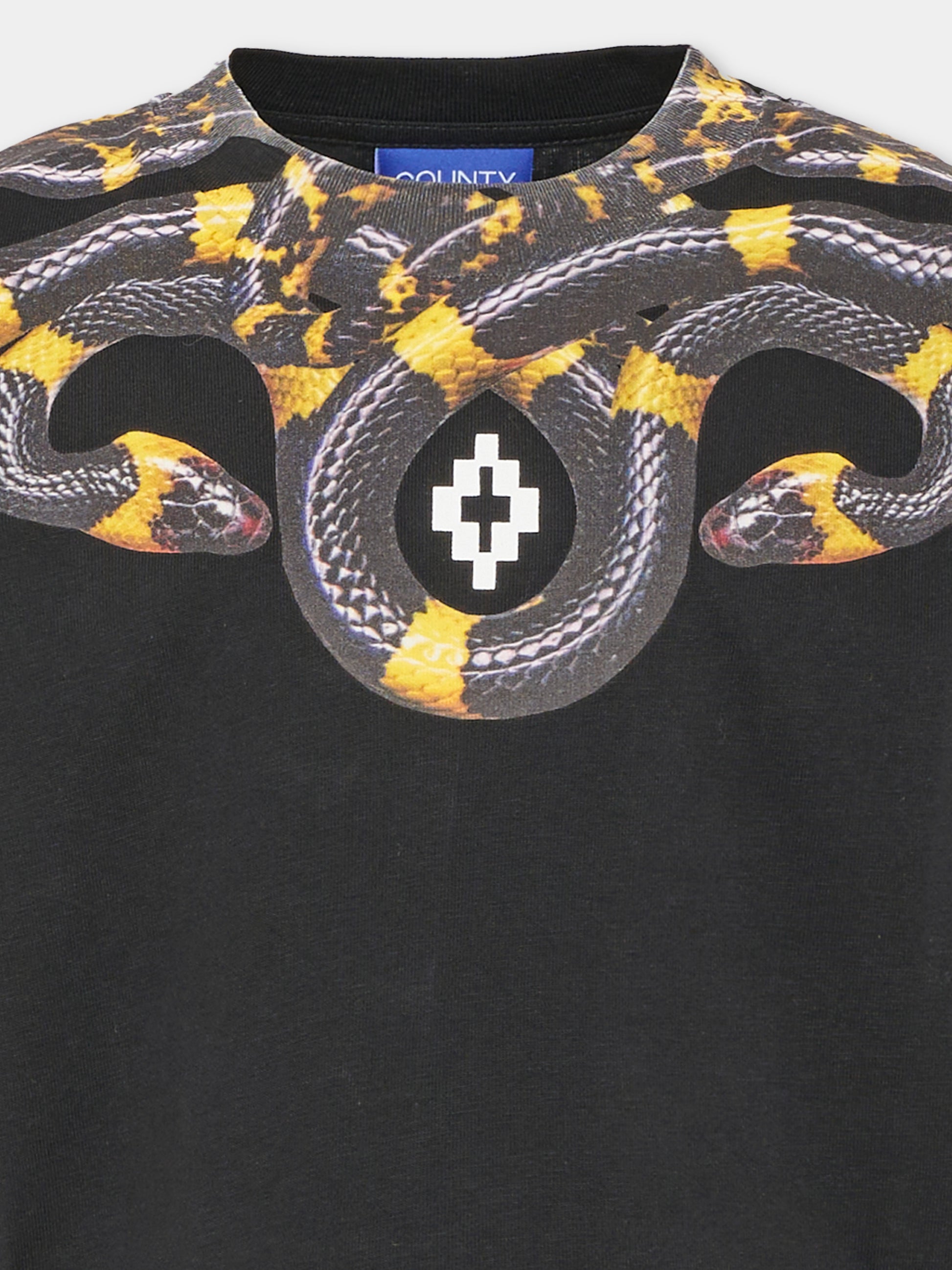 T-shirt a manica corta nera per bambino con stampa serpente,County Of Milan Kids,F6CMJBTH022 110