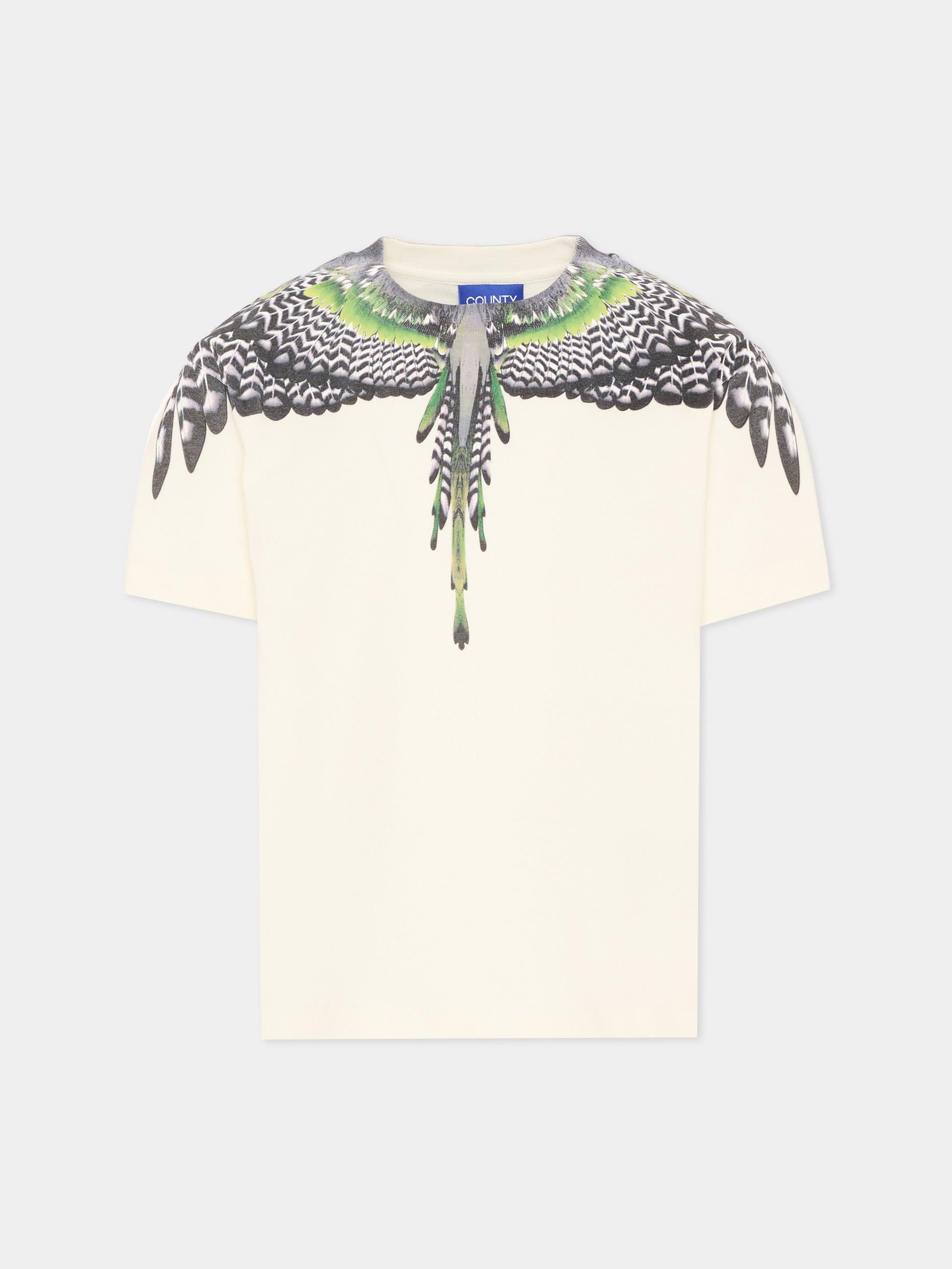 T-shirt a manica corta avorio con ali,County Of Milan Kids,F6CMJBTH043 412