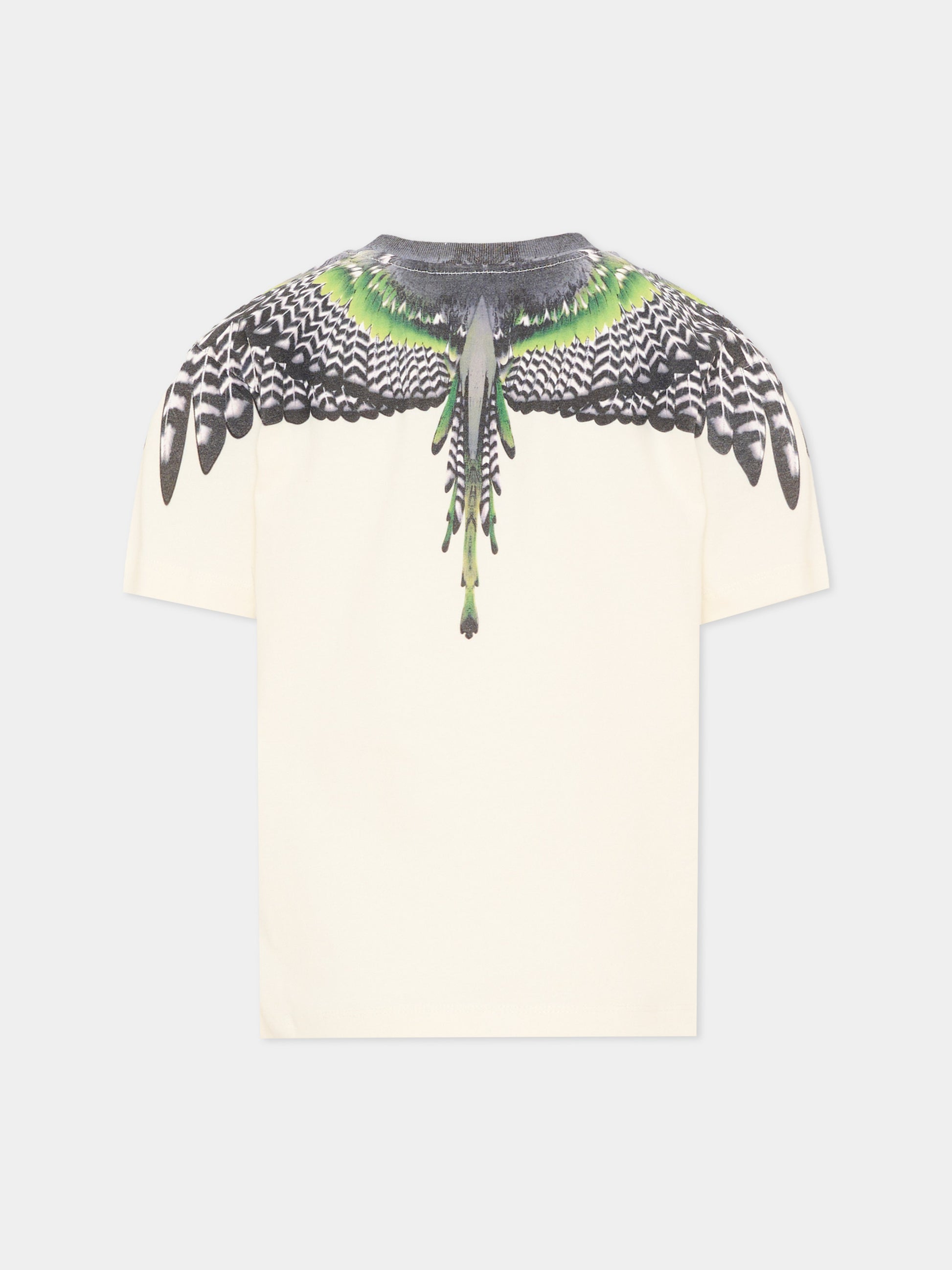 T-shirt a manica corta avorio con ali,County Of Milan Kids,F6CMJBTH043 412