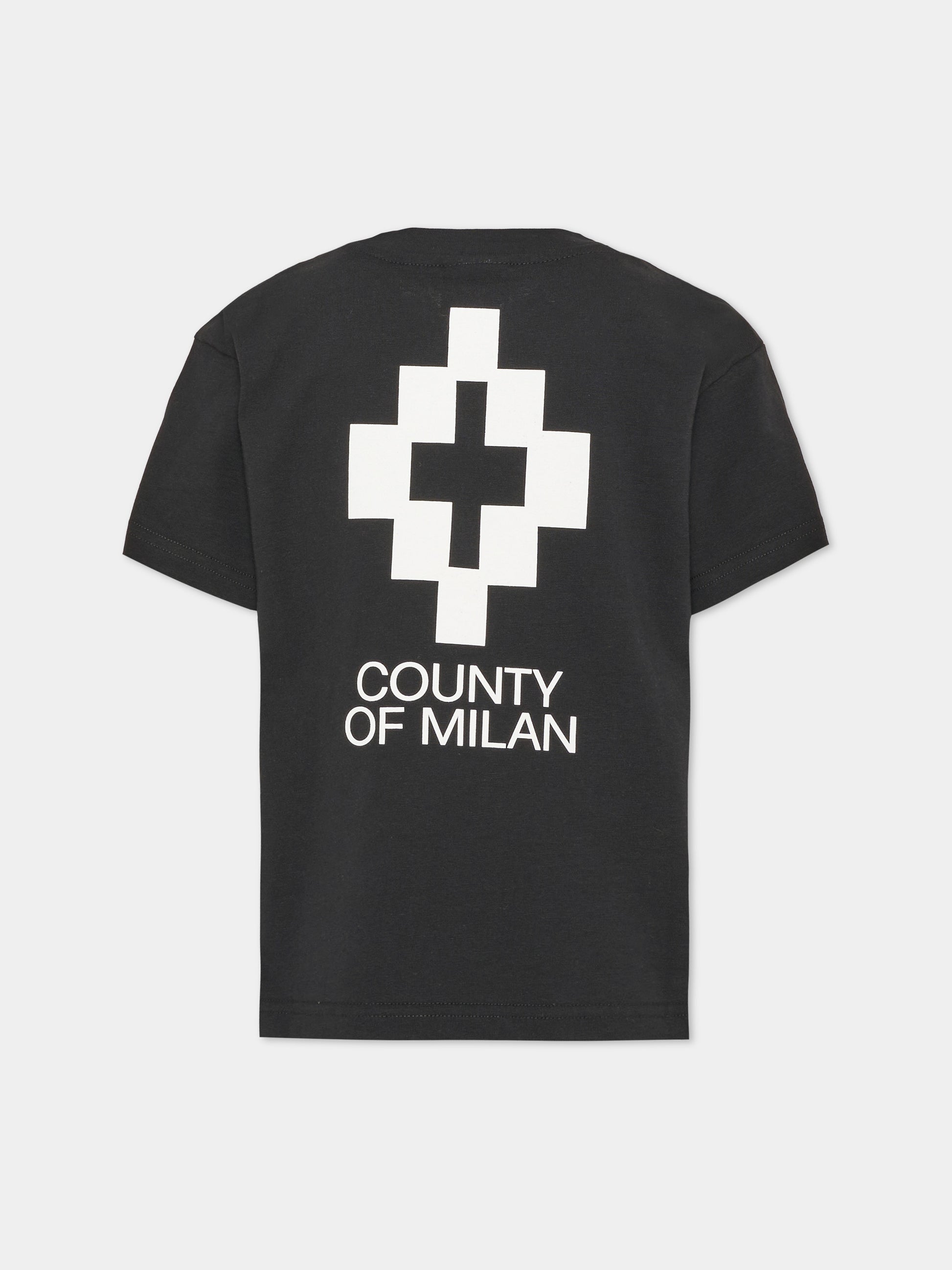 T-shirt nera per bambino con logo,County Of Milan Kids,F6CMJBTH049 110