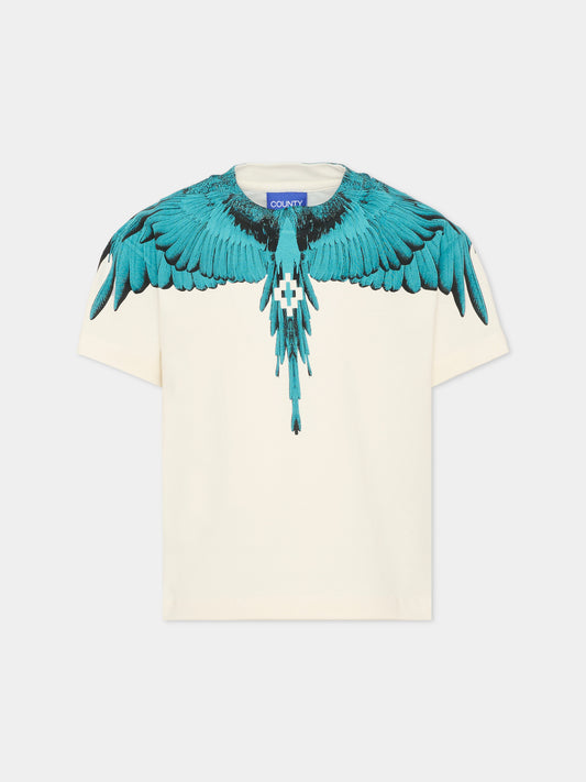 T-shirt avorio per bambino con ali