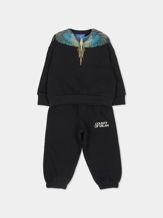 Completo sportivo lungo nero per neonato,County Of Milan Kids,F6CMNBTP115 110