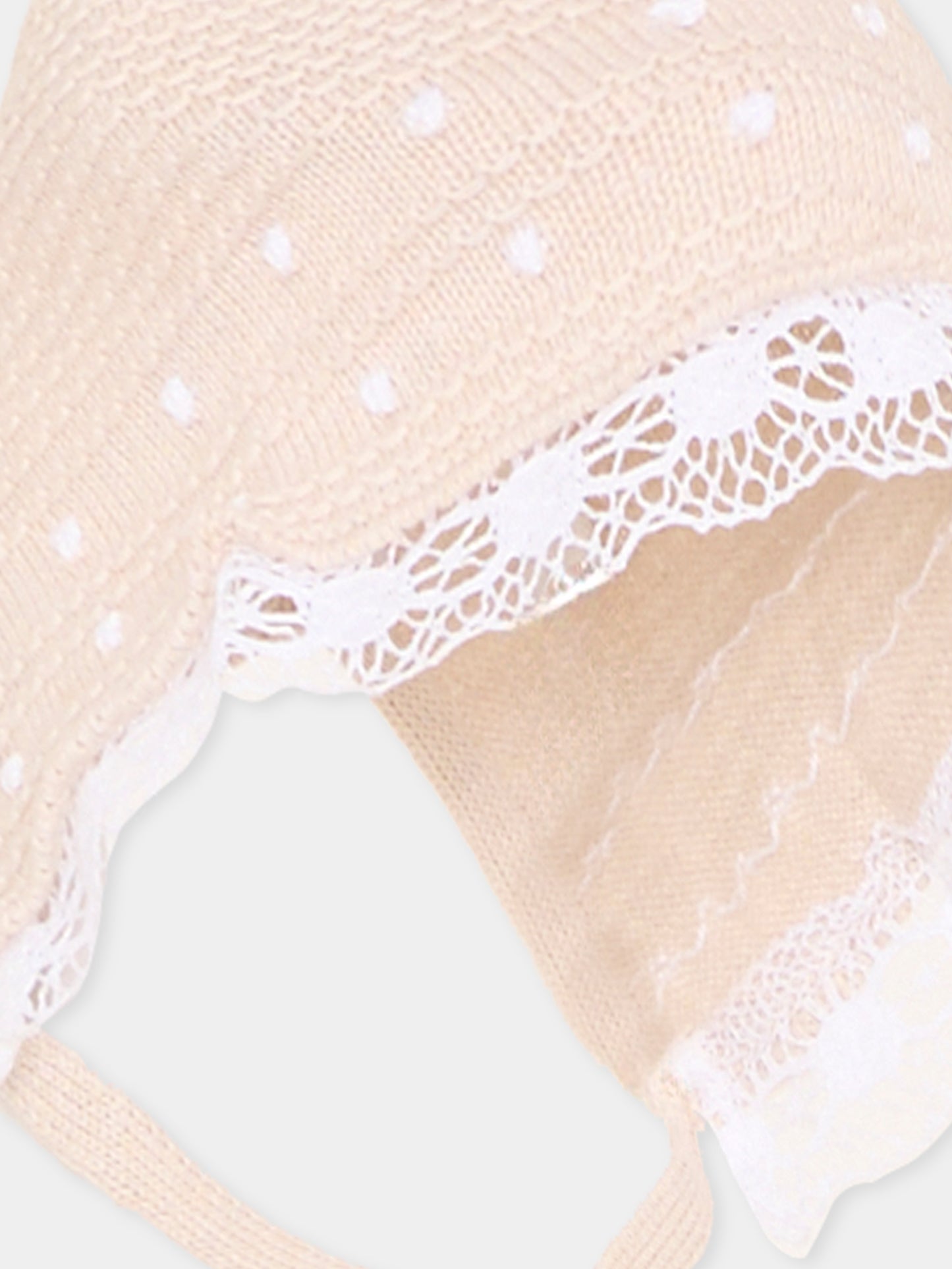 Cuffietta beige per neonata in tricot,Paz Rodríguez,011 123495 7901 H82