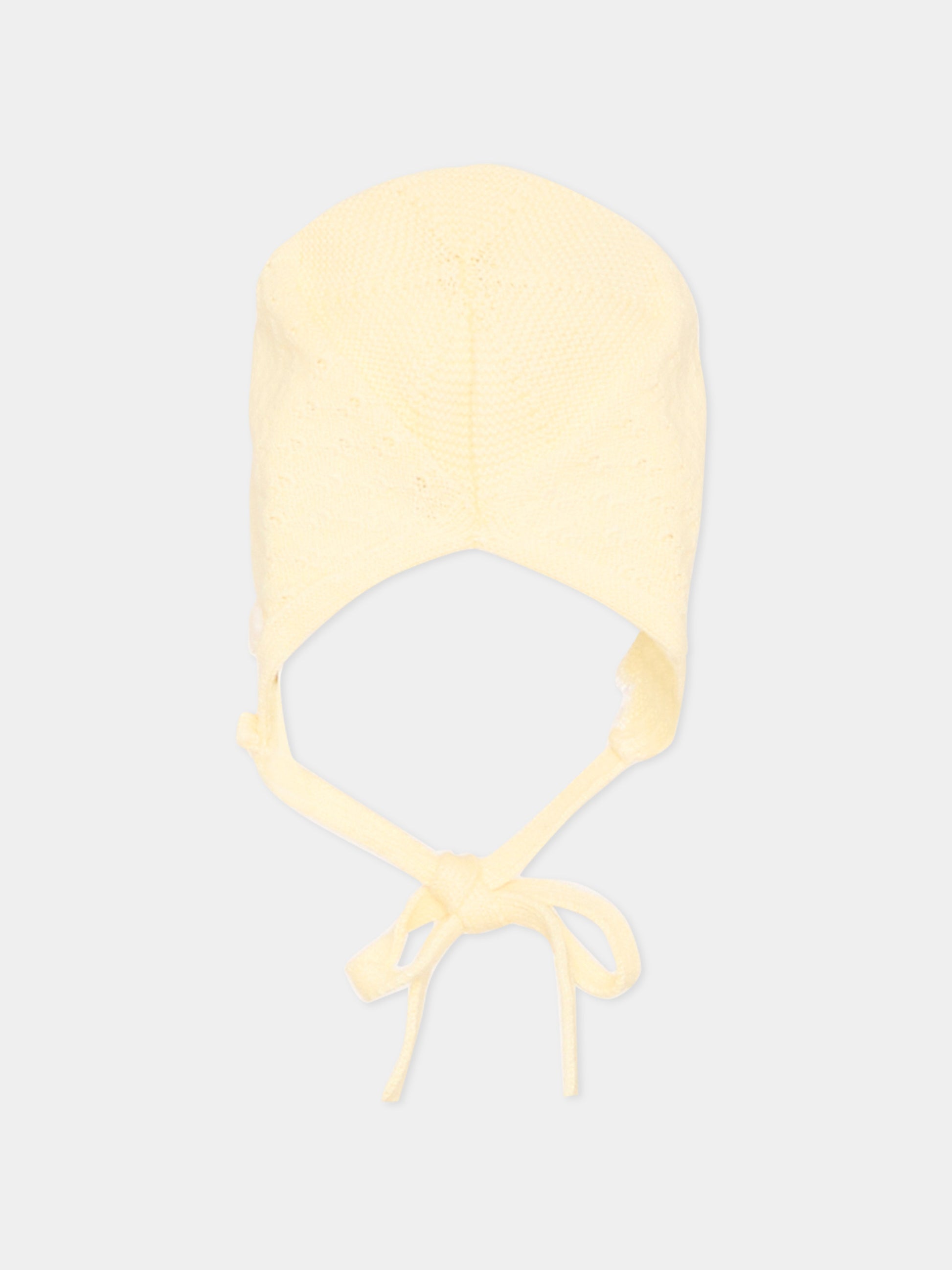 Cuffietta gialla in tricot per neonati,Paz Rodríguez,011 123520 0501 H82