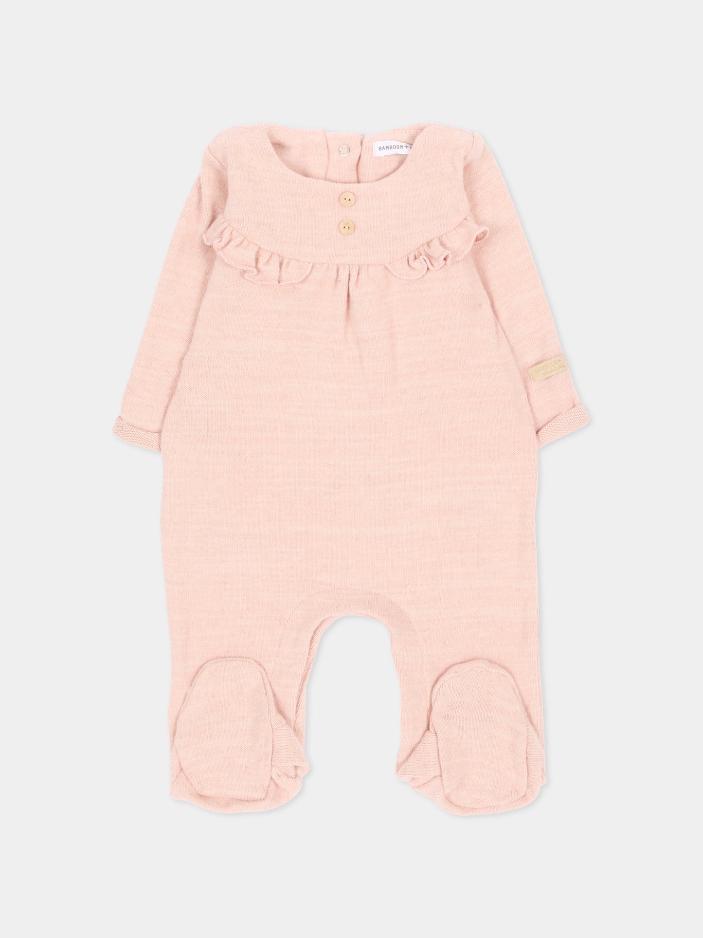Tutina rosa per neonata con balza,Bamboom,1200TE00088 WARM PINK