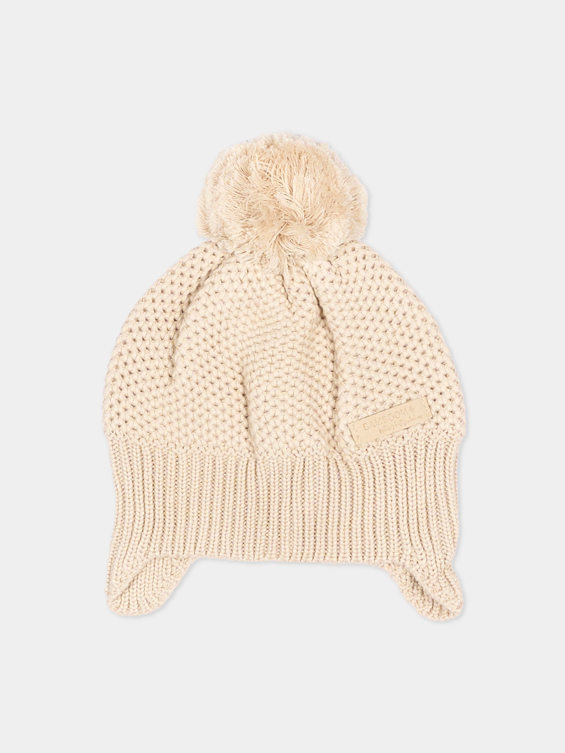 Cappello avorio per neonato con pompon,Bamboom,1279 WARM WHITE