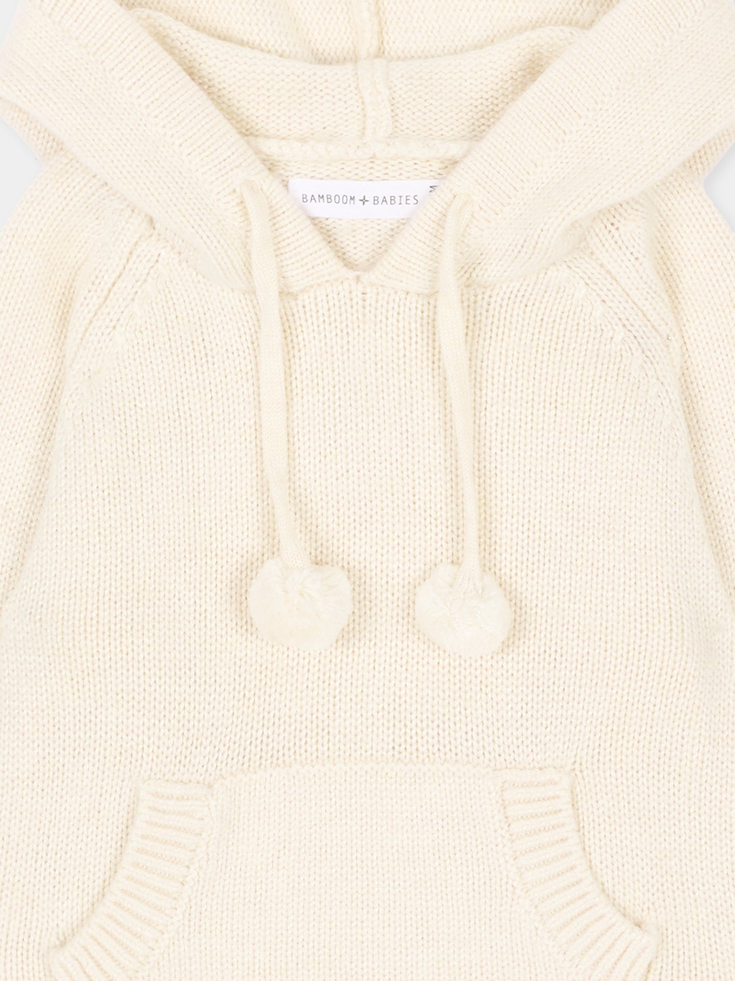 Felpa avorio per neonati con cappuccio,Bamboom,1258 WARM WHITE