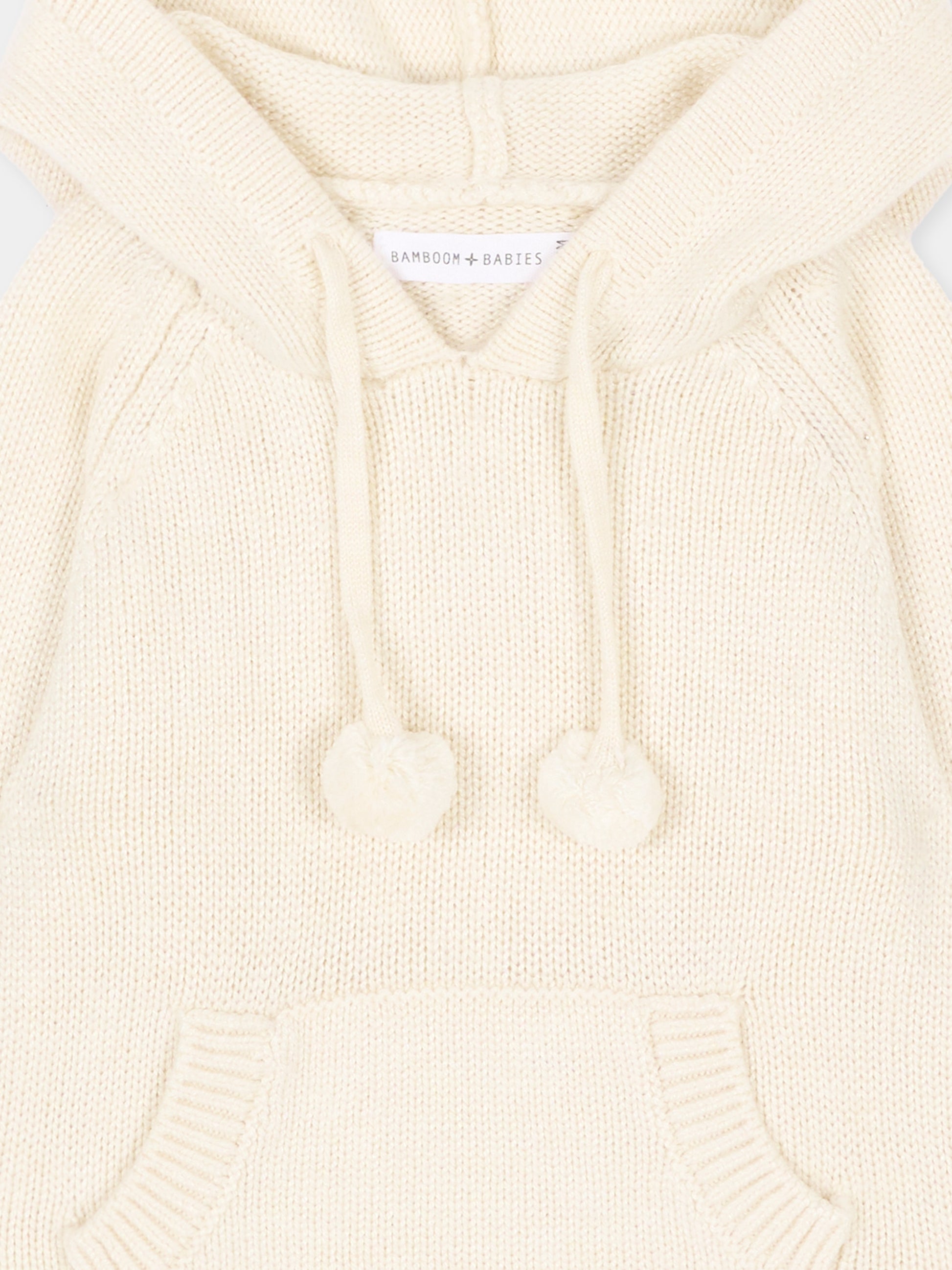 Felpa avorio per neonati con cappuccio,Bamboom,1258 WARM WHITE