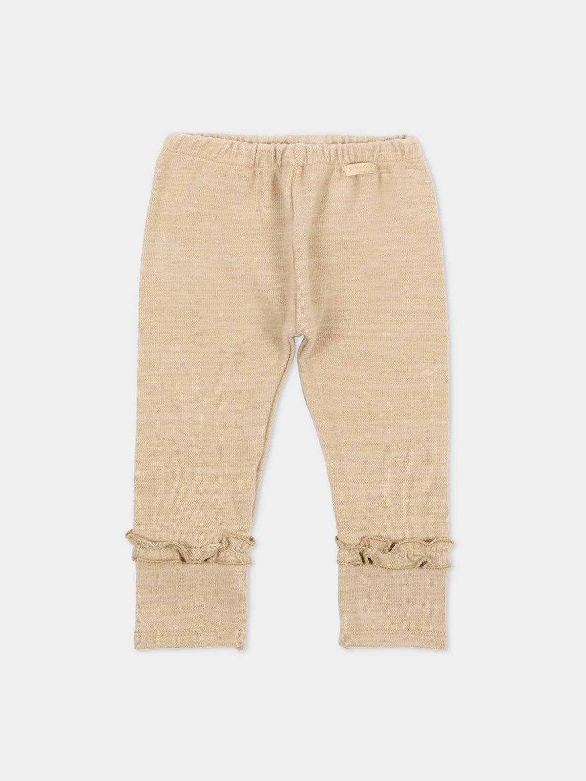 Leggings beige per neonata con volant,Bamboom,1213TE00088 SAND