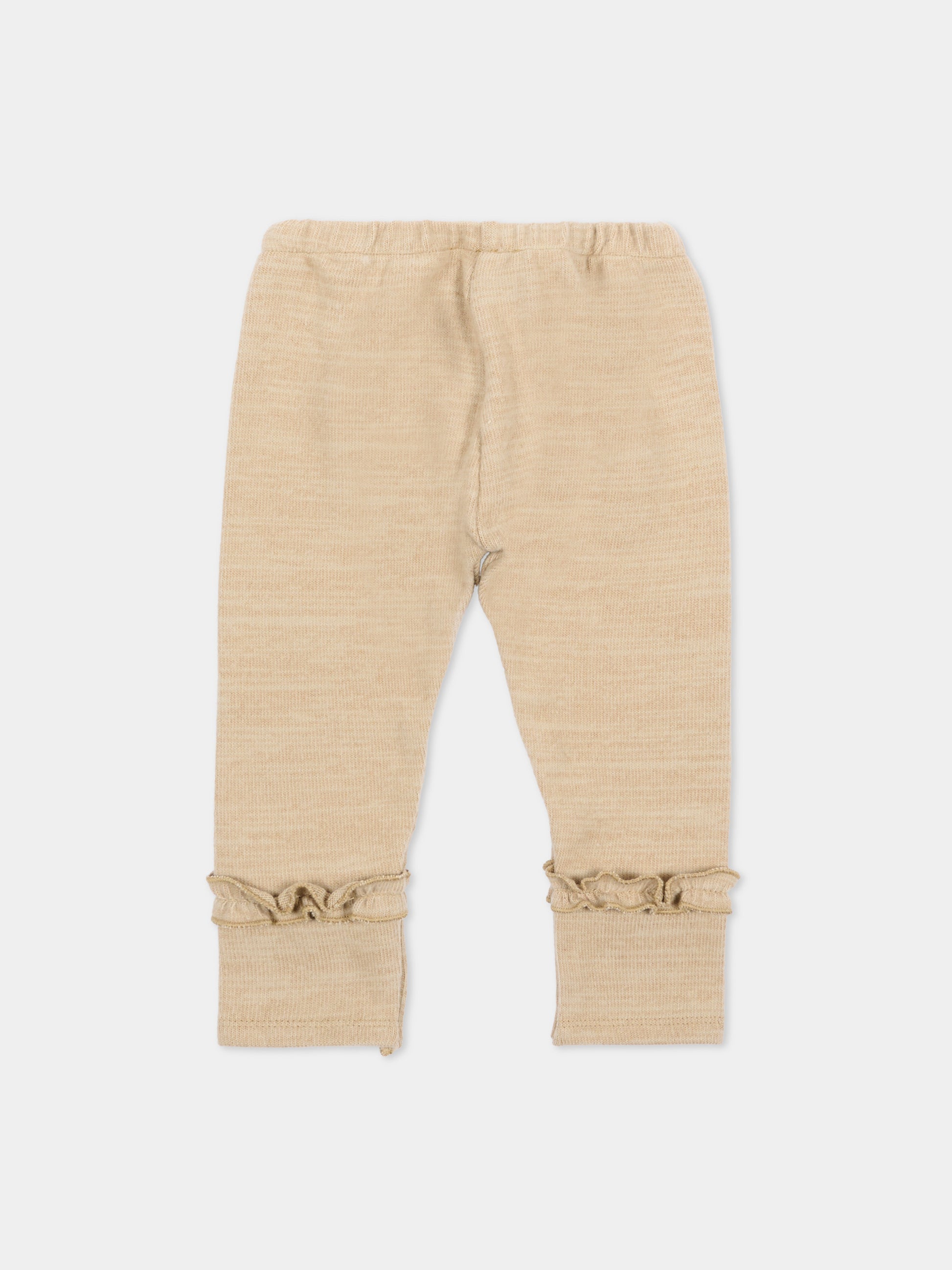 Leggings beige per neonata con volant,Bamboom,1213TE00088 SAND