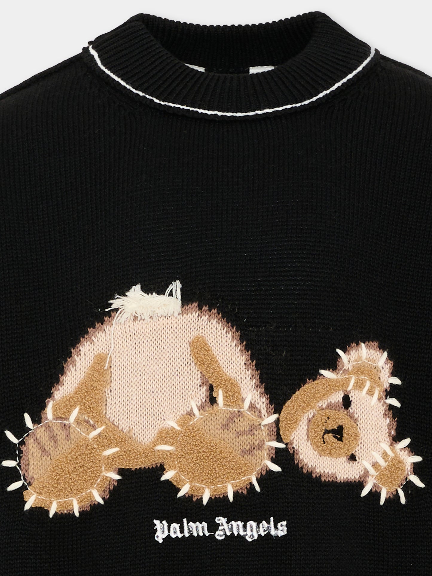 Maglione nero per bambino teddy bear,Palm Angels,F6PAJBJP147 110