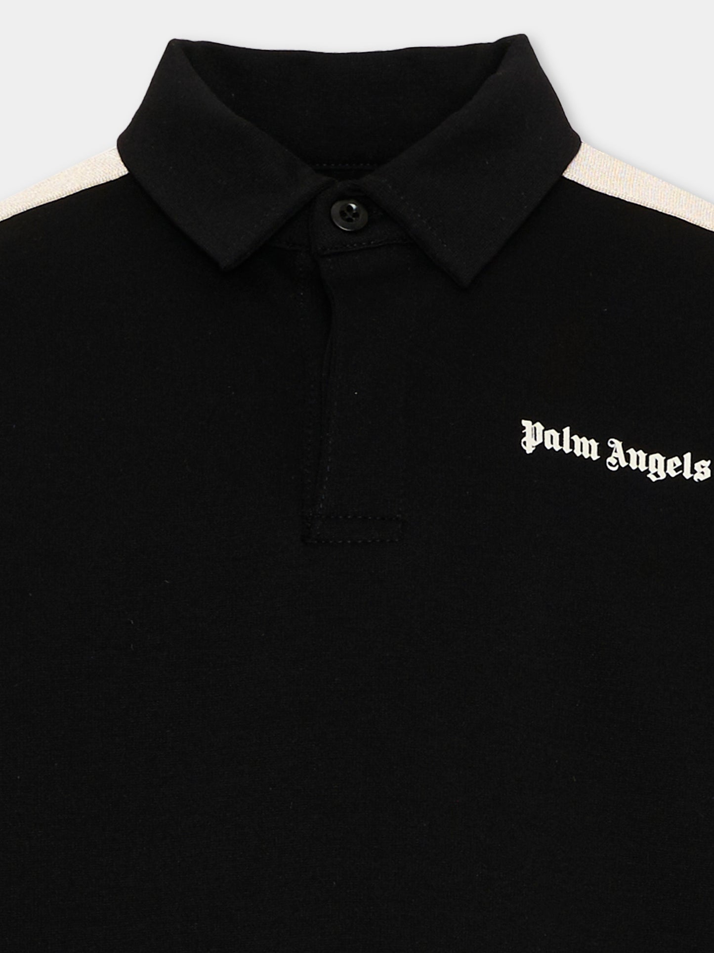 Polo nera per bambino con logo,Palm Angels,F6PAJBPO023 110