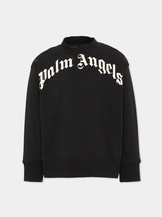 Felpa nera per bambini con logo,Palm Angels,F6PAJBSW014 110