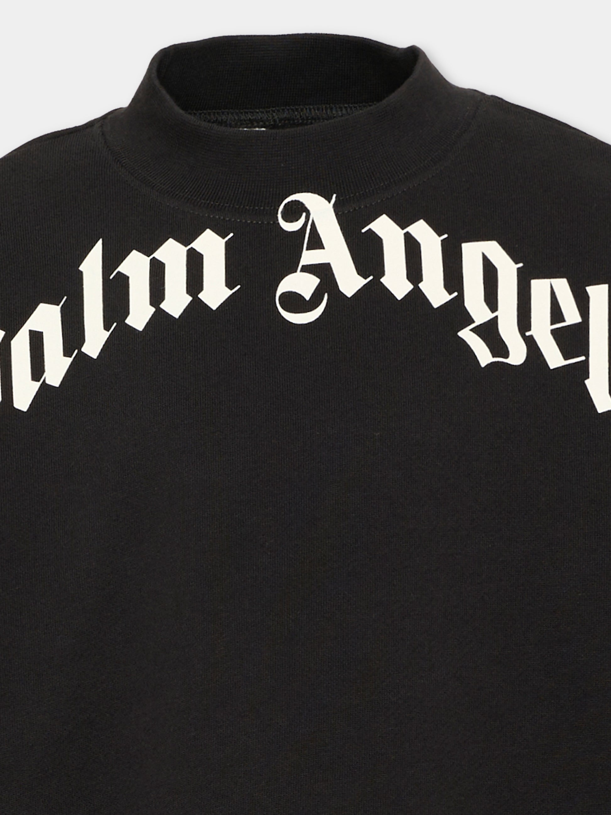 Felpa nera per bambini con logo,Palm Angels,F6PAJBSW014 110