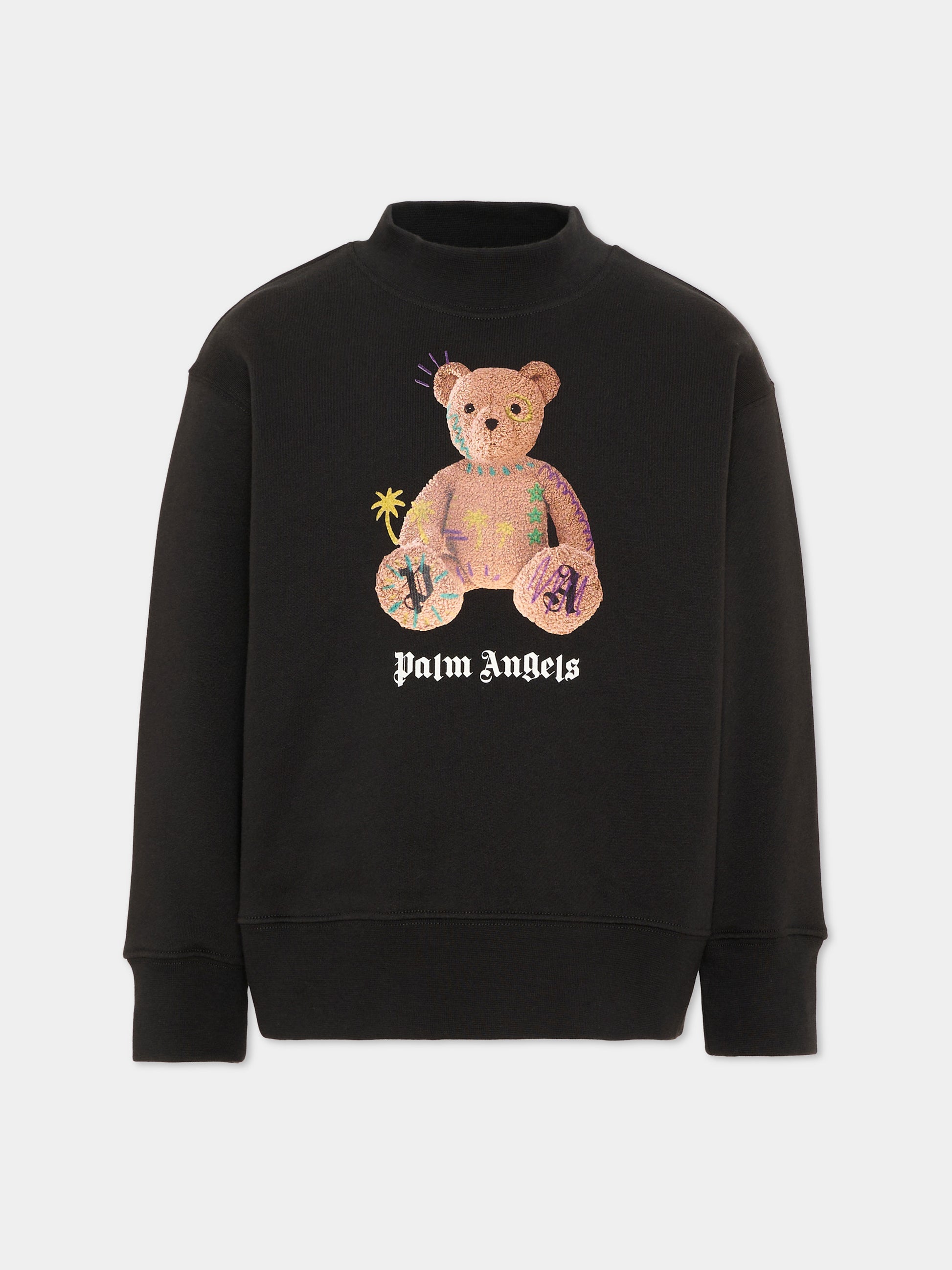 Felpa nera per bambini con Teddy Bear,Palm Angels,F6PAJBSW100 110