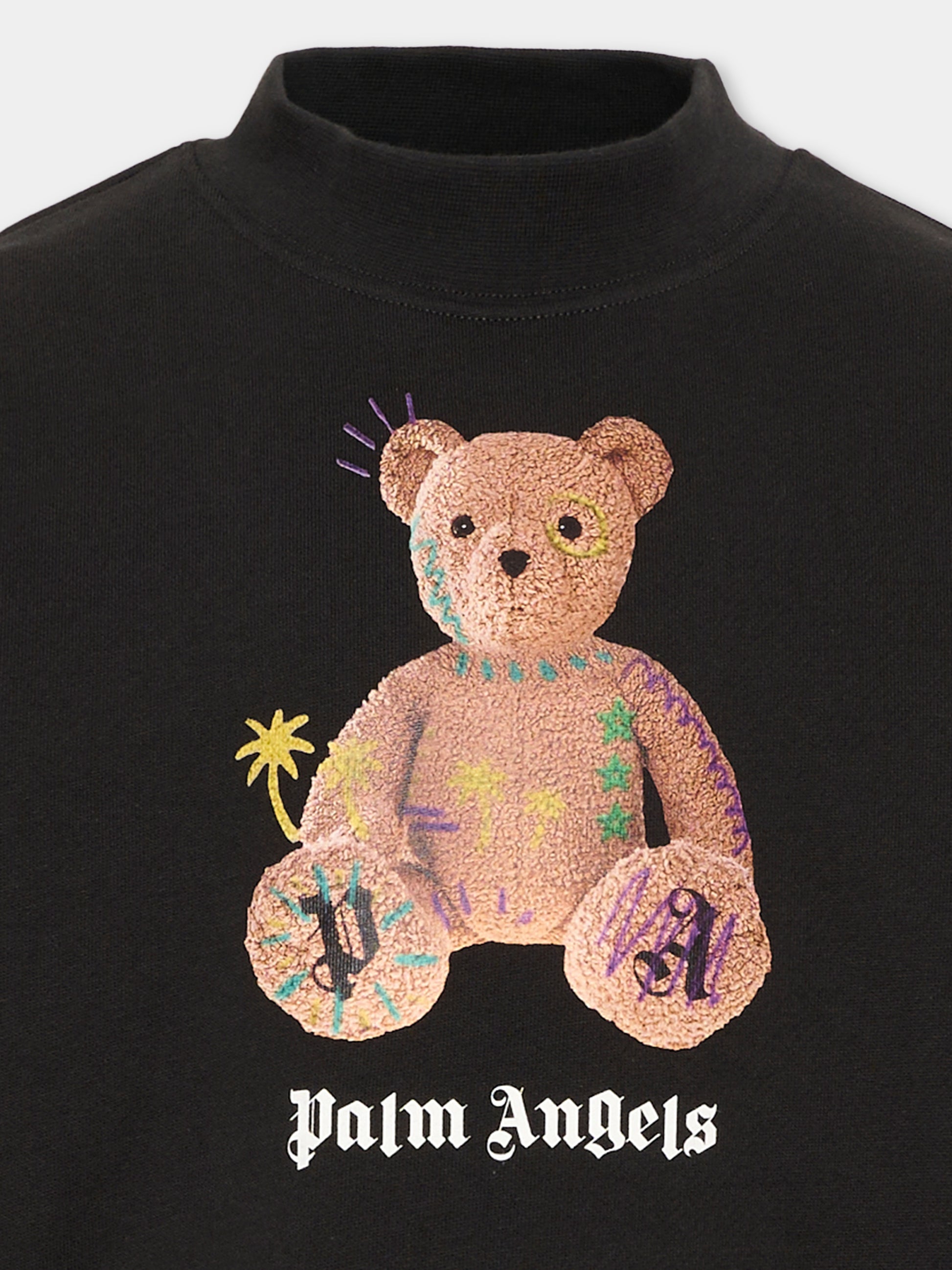 Felpa nera per bambini con Teddy Bear,Palm Angels,F6PAJBSW100 110