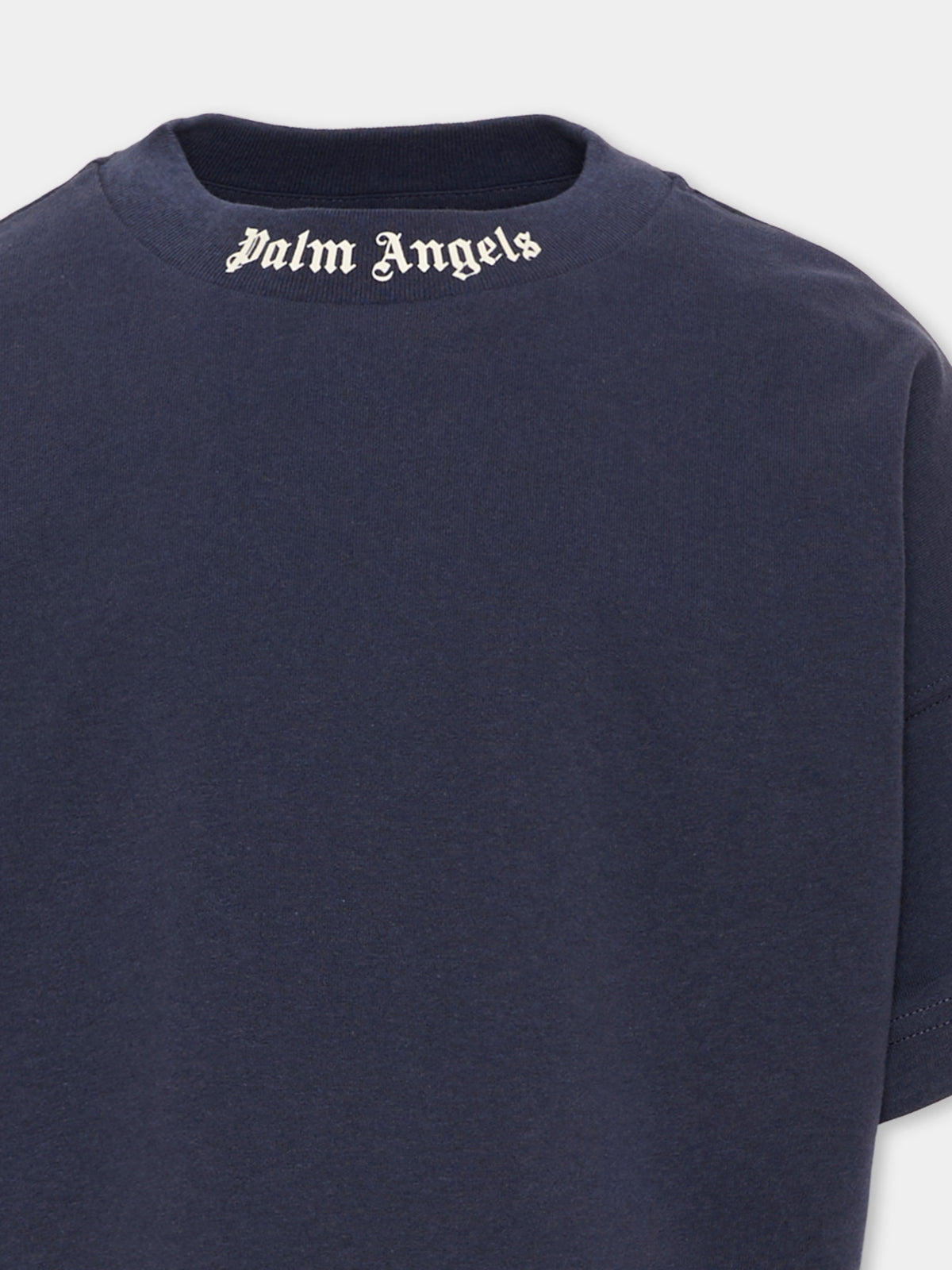 T-Shirt blu per bambini con logo,Palm Angels,F6PAJBTH012 1528