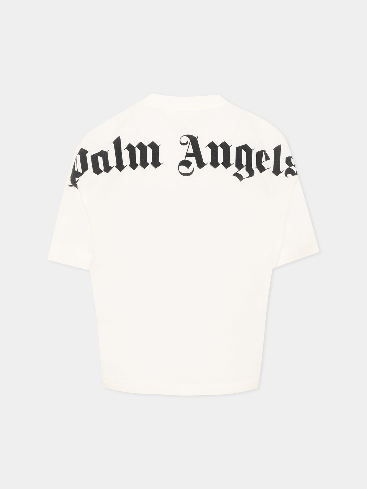 T-Shirt avorio per bambini con logo,Palm Angels,F6PAJBTH012 412